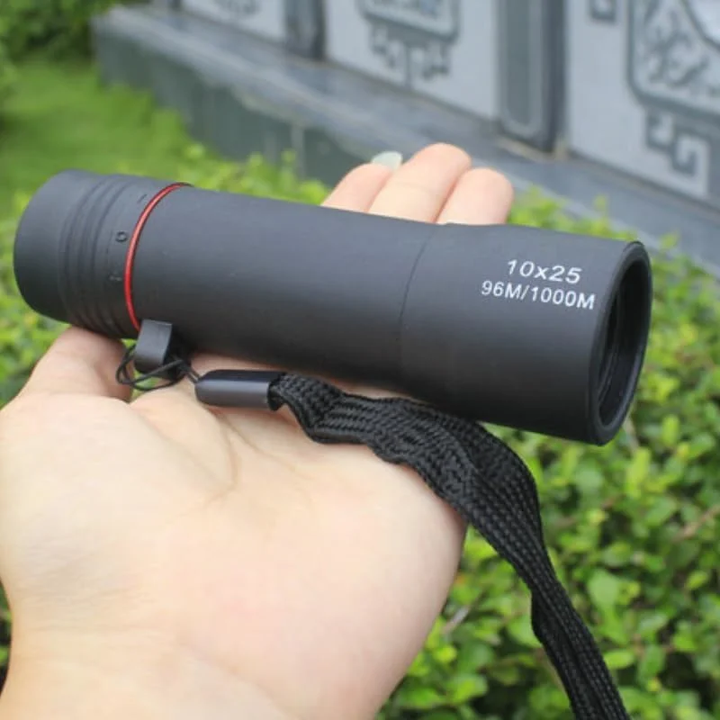 تلسکوپ تک چشمی با بزرگنمایی 10 برابر و قطر عدسی 25 میلی متر، جمع و جور و سبک وزن، مناسب برای بزرگسالان، ایده آل برای پیاده روی، شکار، تماشای پرندگان و کمپینگ
