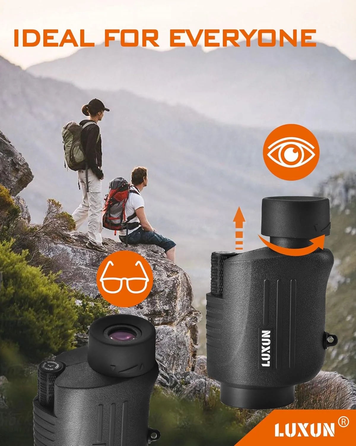 تلسکوپ تک چشمی LUXUN - تلسکوپ جیبی ضد آب 8x30 با وضوح بالا به همراه دستگیره و منشور BAK4 - با طراحی جمع و جور، بند مچی و میدان دید گسترده برای تماشای پرندگان و حیات وحش