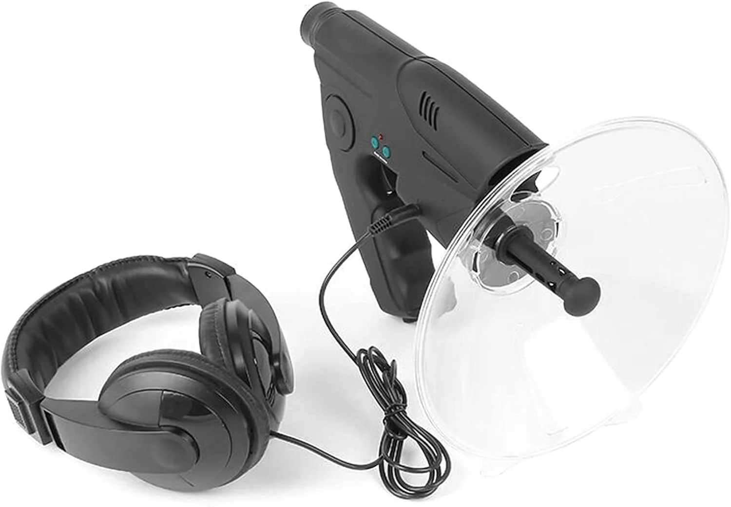 بشقاب جمع آوری کننده صدای سهموی 8X تک چشمی با تقویت کننده صدای هدفون، دستگاه شنود برای تماشای پرندگان از راه دور و دستگاه شنود پرندگان