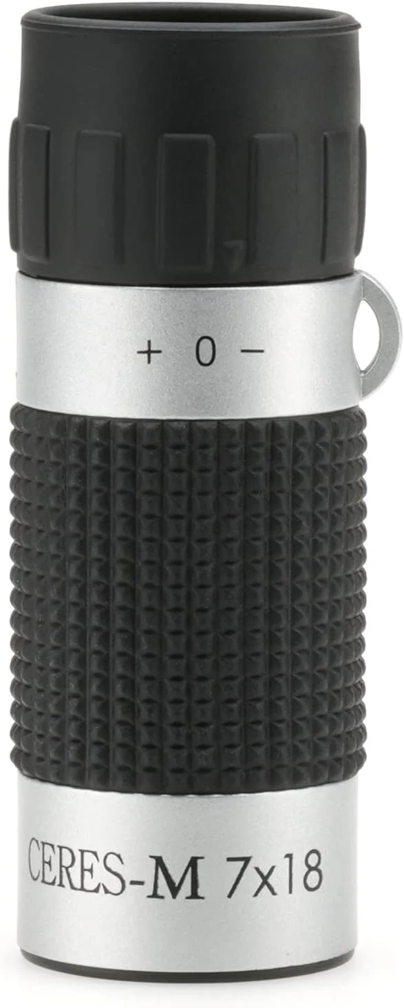 تک چشمی کنکو CRM01 Ceres-M، 7x18، 7 برابر بزرگنمایی، 18 کالیبراسیون، طراحی جمع و جور، وزن: 35 گرم، به همراه کیف و بند، نقره ای