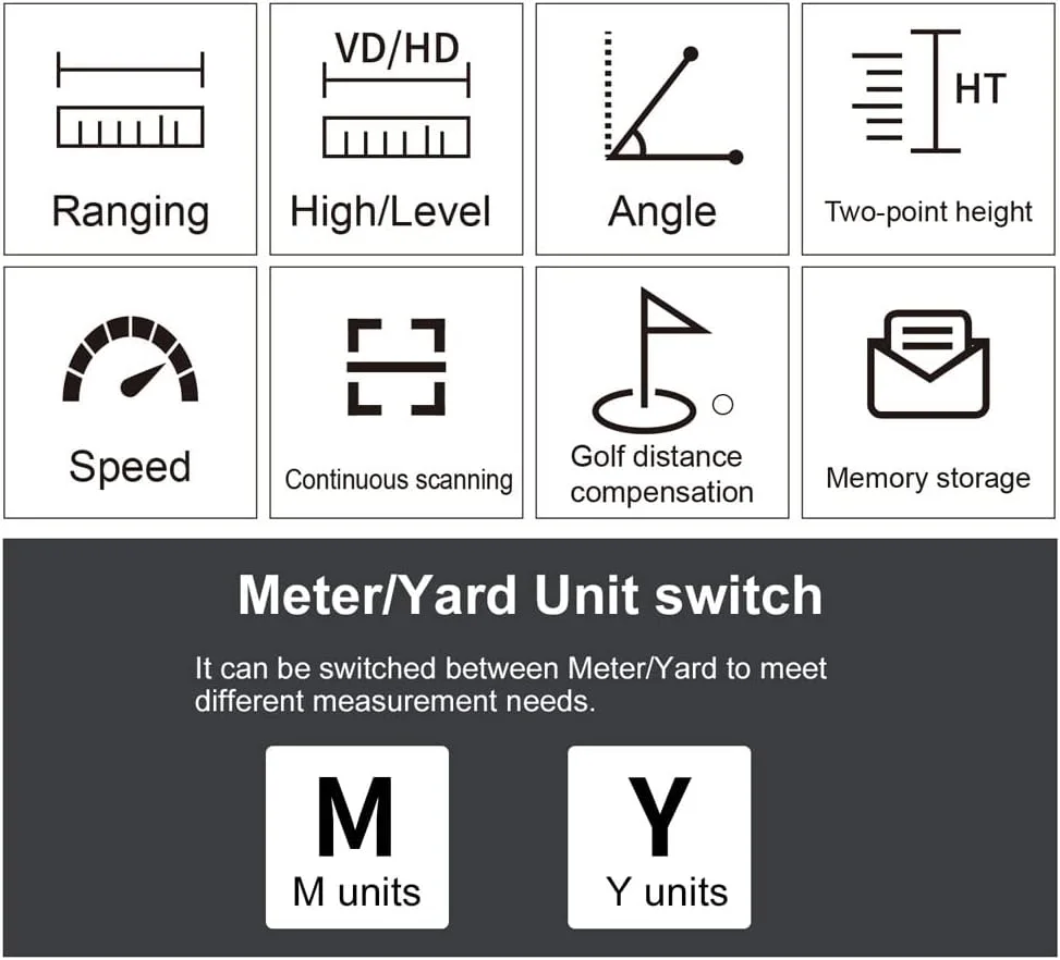فایندر چند منظوره، متر، تلسکوپ های بیرونی، تک چشمی دیجیتال - فایندر زاویه، سرعت، ارتفاع، اندازه گیری با صفحه نمایش LCD