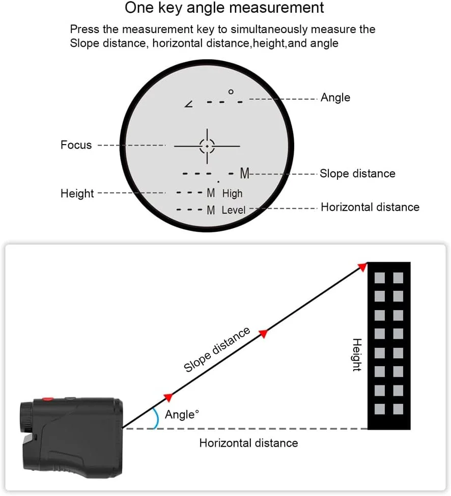 فایندر چند منظوره، متر، تلسکوپ های بیرونی، تک چشمی دیجیتال - فایندر زاویه، سرعت، ارتفاع، اندازه گیری با صفحه نمایش LCD