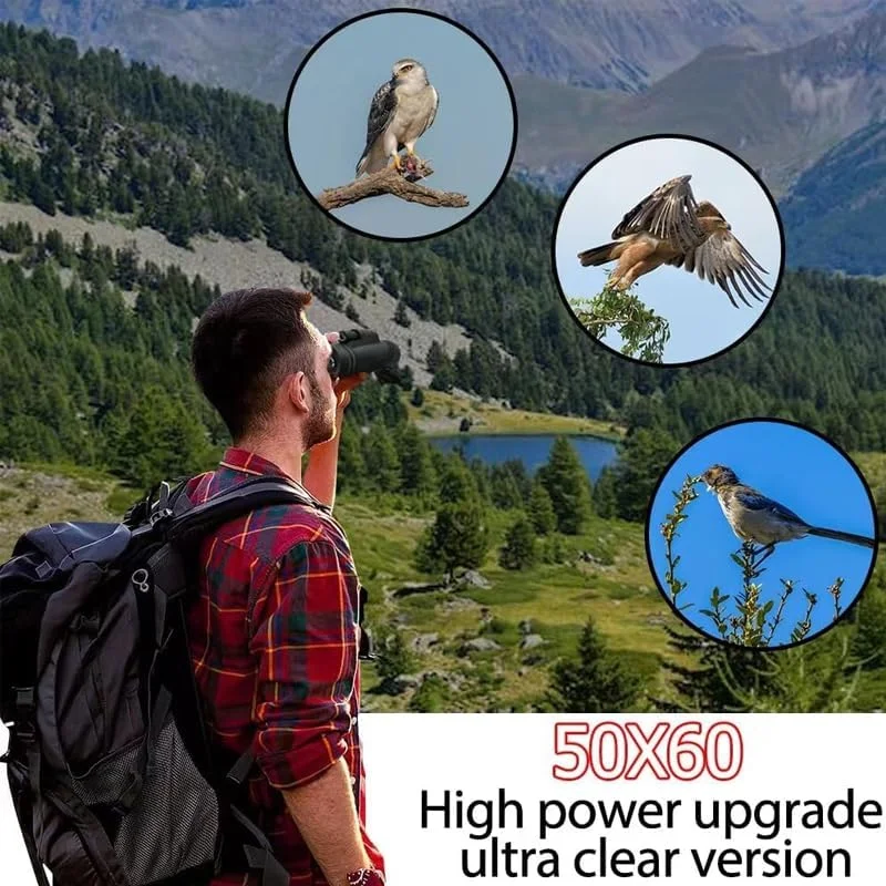 تلسکوپ تک چشمی 50x60 - تلسکوپ تک چشمی فشرده با کیفیت بالا به همراه آداپتور تلفن هوشمند و سه پایه برای استفاده در فضای باز مناسب بزرگسالان و کودکان