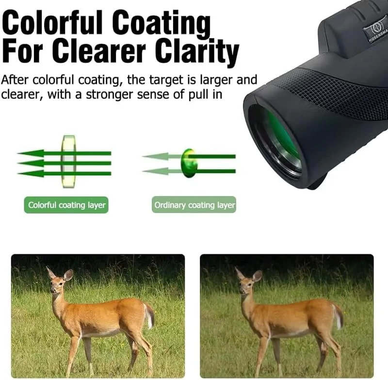 تلسکوپ تک چشمی 50x60 - تلسکوپ تک چشمی فشرده با کیفیت بالا به همراه آداپتور تلفن هوشمند و سه پایه برای استفاده در فضای باز مناسب بزرگسالان و کودکان