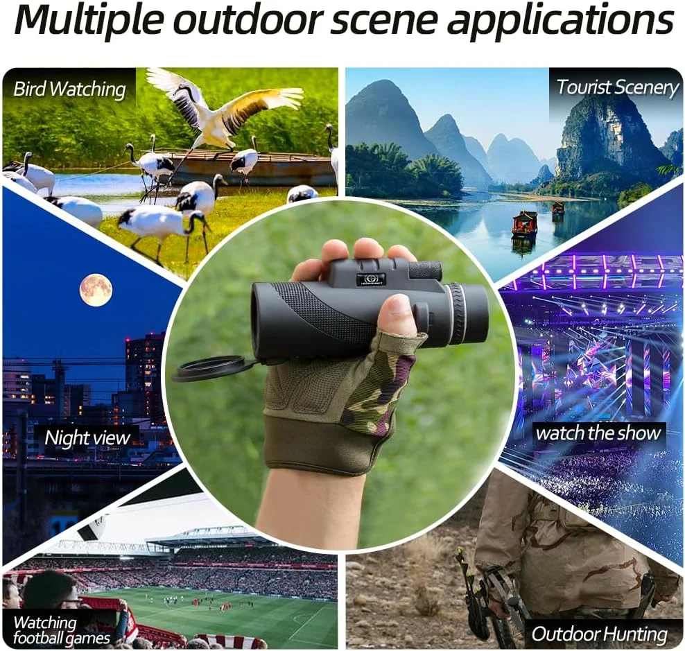 تلسکوپ تک چشمی 50x60 - تلسکوپ تک چشمی فشرده با کیفیت بالا به همراه آداپتور تلفن هوشمند و سه پایه برای استفاده در فضای باز مناسب بزرگسالان و کودکان