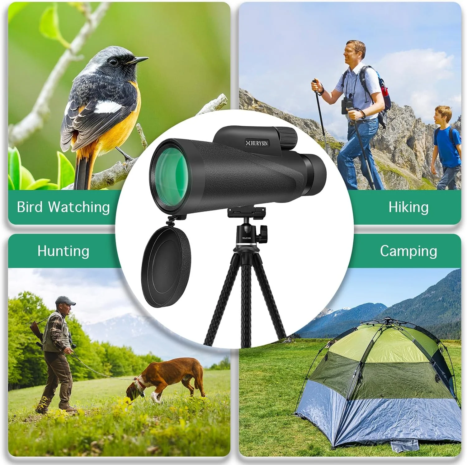 تلسکوپ تک چشمی 8x42 - درجه نظامی، جمع و جور، ضد آب و ضد مه، پر شده با نیتروژن، اپتیک با پوشش سبز FMC، منشور BK7، ایده آل برای تماشای پرندگان، کمپینگ و مشاهده حیات وحش