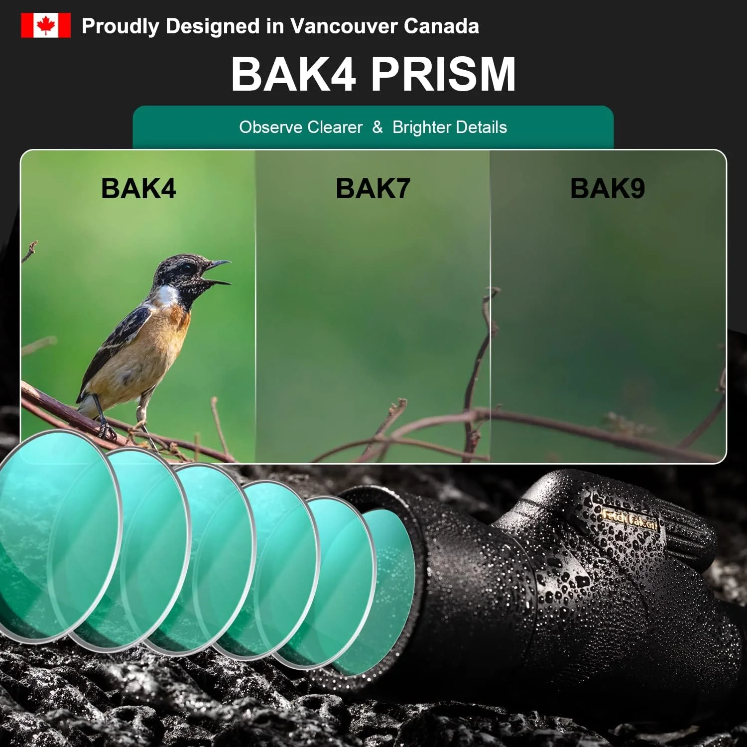 تک چشمی فالکون 12x50 IPX7 ضد آب BAK4 FMC ED پر شده با نیتروژن به همراه آداپتور تلفن، سه پایه و بند دستی (ضد نفوذ آب تا عمق 1 متر به مدت 30 دقیقه)