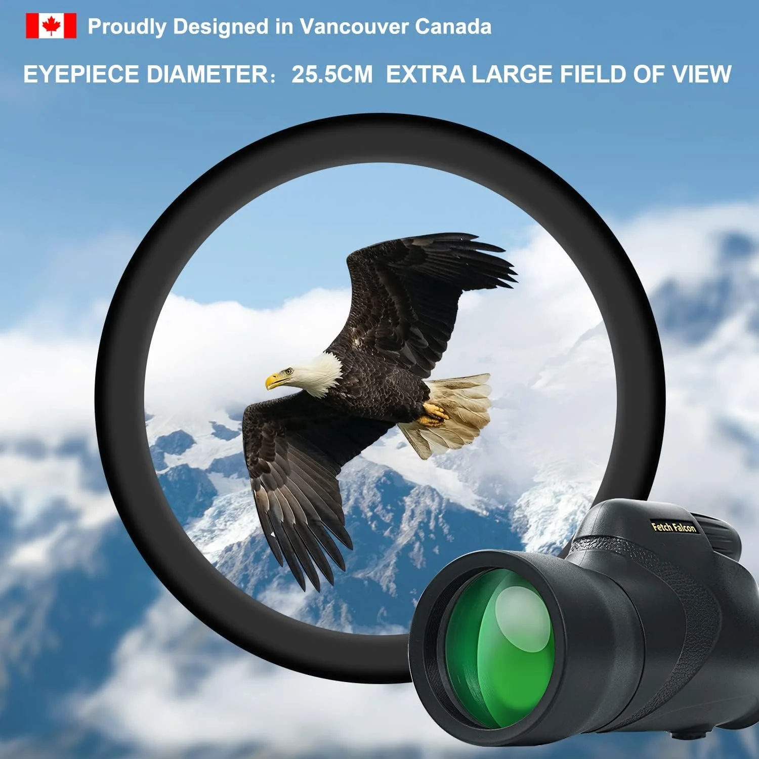 تک چشمی فالکون 12x50 IPX7 ضد آب BAK4 FMC ED پر شده با نیتروژن به همراه آداپتور تلفن، سه پایه و بند دستی (ضد نفوذ آب تا عمق 1 متر به مدت 30 دقیقه)