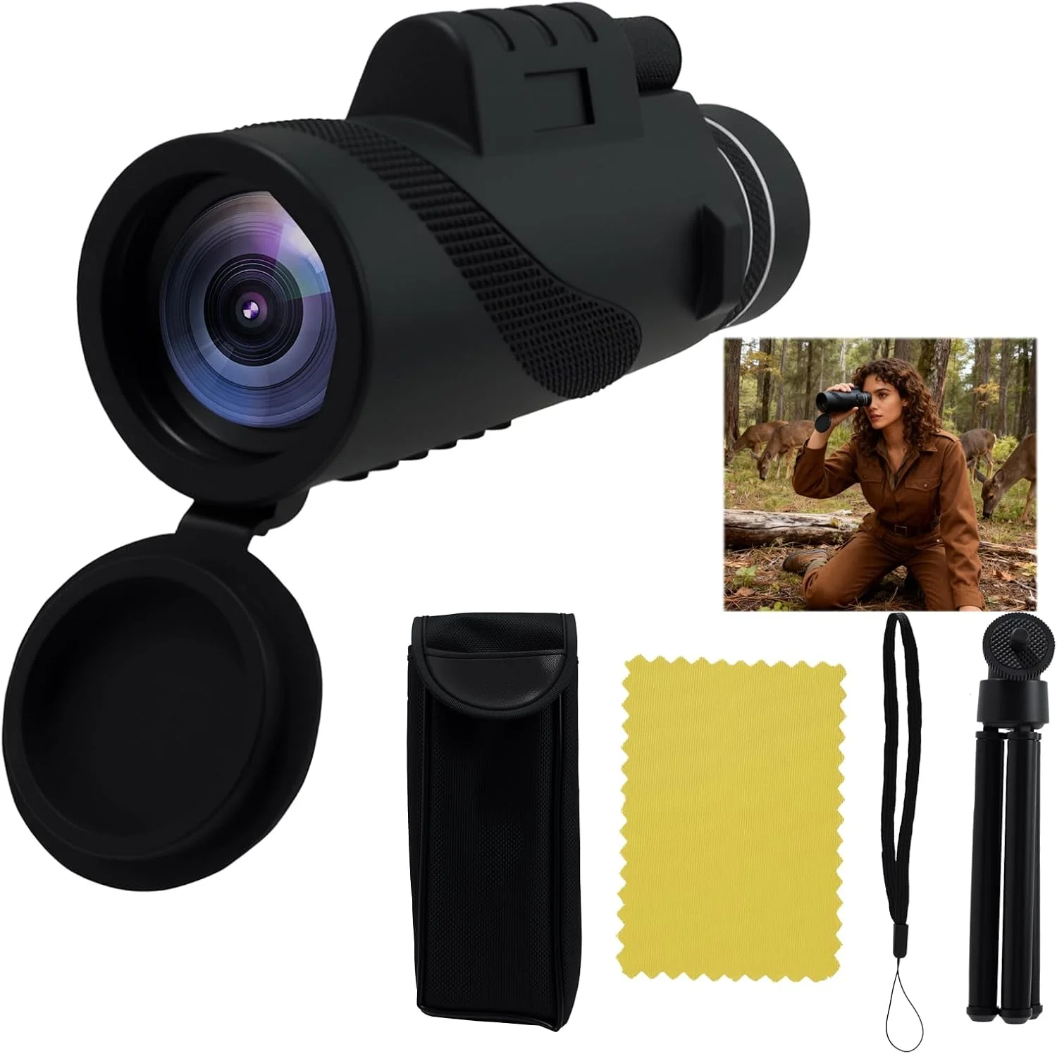 تلسکوپ تک چشمی قدرتمند برای بزرگسالان، تلسکوپ تک چشمی 10x42 به همراه نگهدارنده تلفن همراه و سه پایه، تلسکوپ تک چشمی HD با منشور BAK4 و لنز FMC برای تماشای پرندگان، شکار، پیاده روی و کنسرت ها