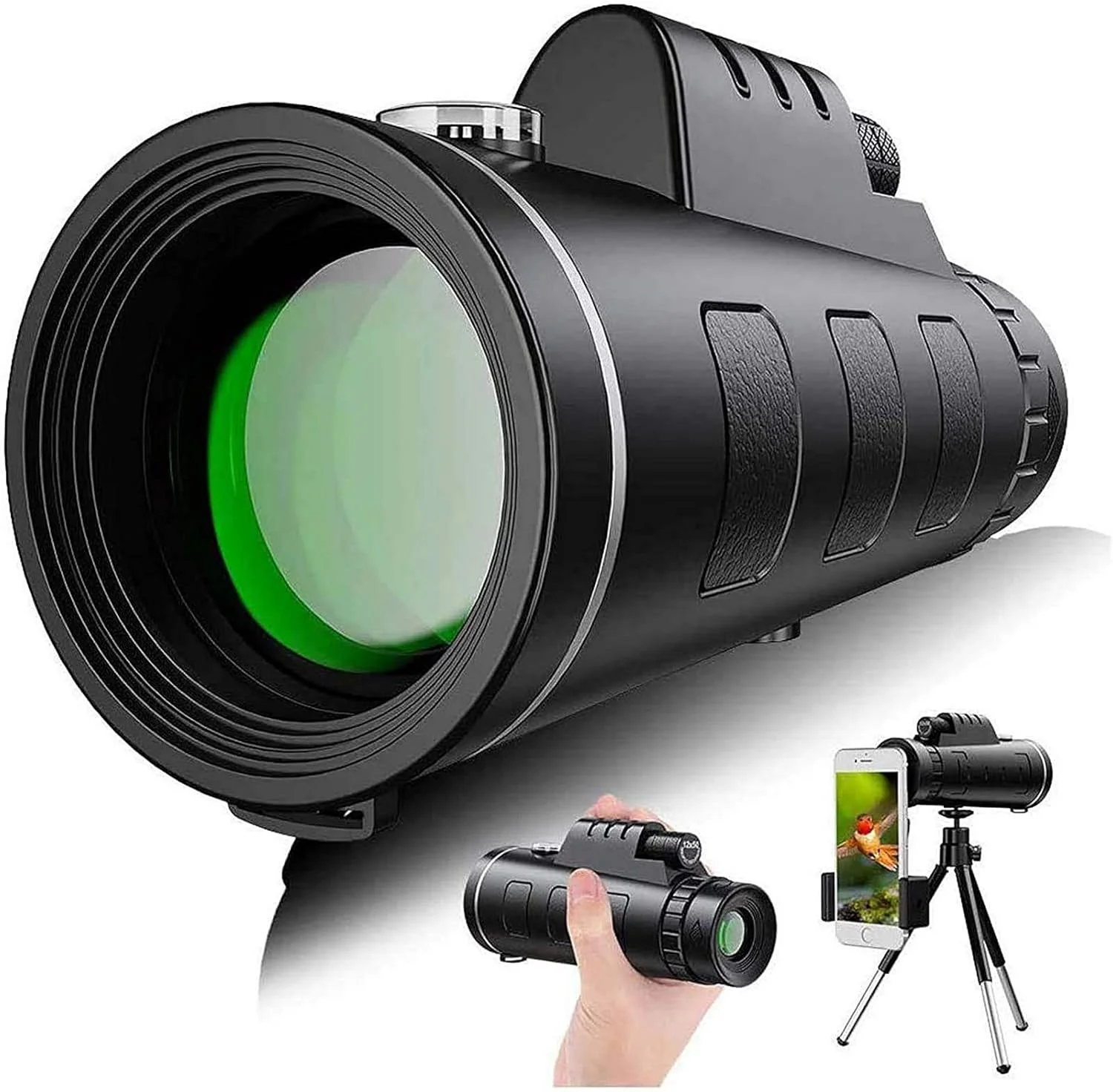 تلسکوپ تک چشمی قدرتمند برای بزرگسالان، تلسکوپ تک چشمی 40x60 با قدرت بالا به همراه نگهدارنده تلفن هوشمند، دوربین شکاری ضد آب