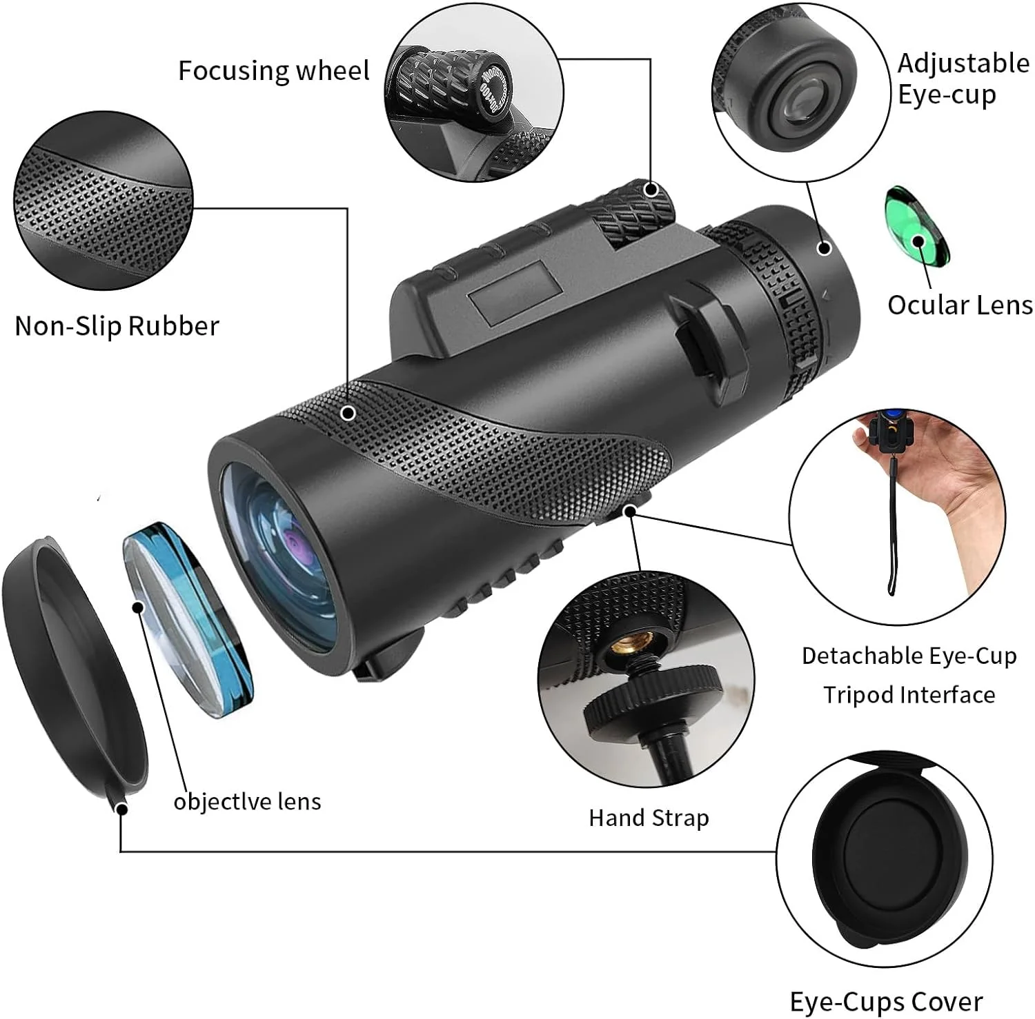 تلسکوپ تک چشمی 10x42 قدرتمند برای بزرگسالان - تلسکوپ تک چشمی فشرده درجه نظامی با سه پایه، طراحی سبک و ضد آب و منشور BAK4 برای تماشای پرندگان، پیاده روی و میدان دید گسترده تلسکوپ تک چشمی 10x42 قدرتمند برای بزرگسالان - تلسکوپ تک چشمی فشرده درجه نظامی با سه پایه، طراحی سبک و ضد آب و منشور BAK4 برای تماشای پرندگان، پیاده روی و میدان دید گسترده