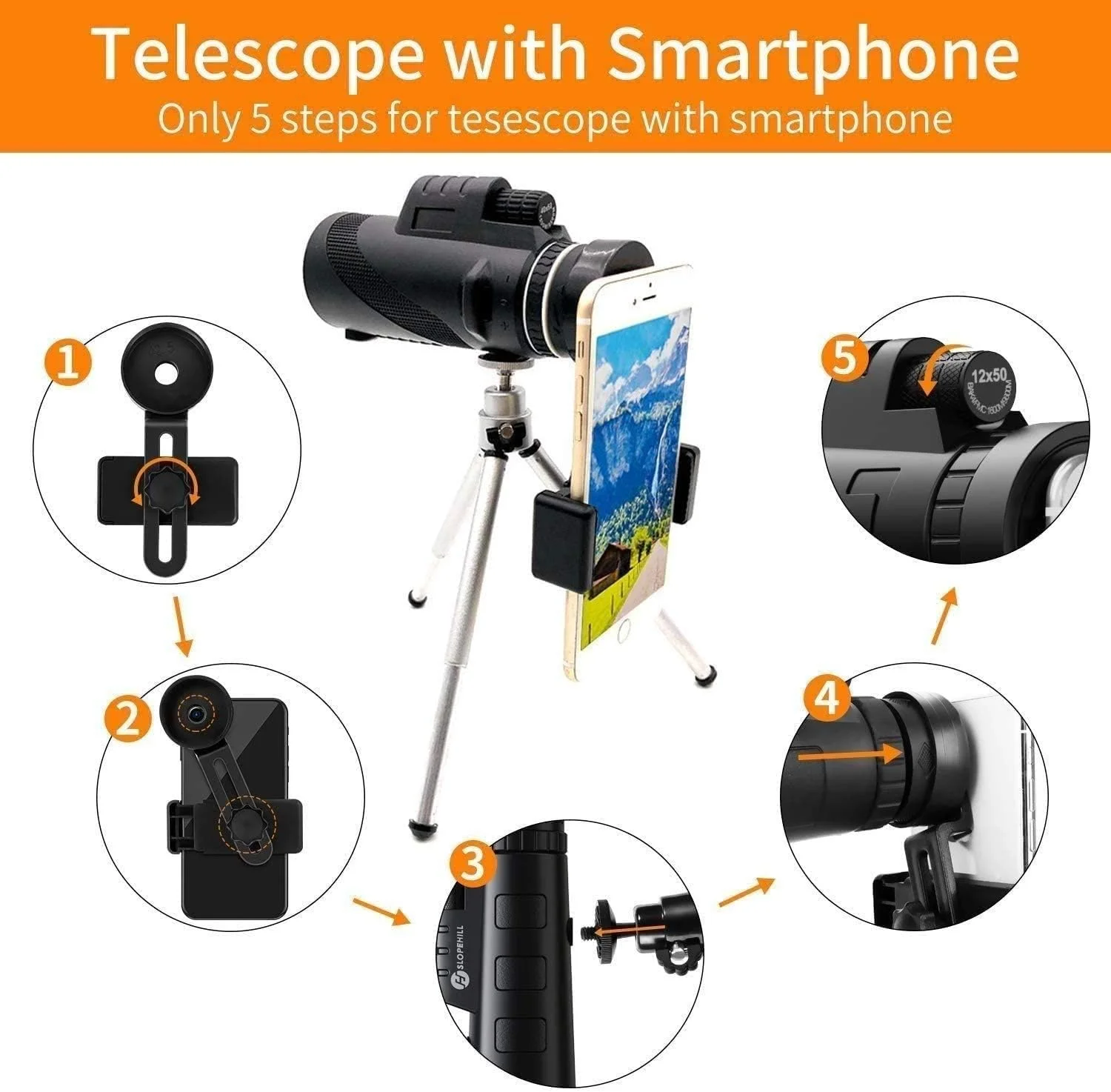 تلسکوپ تک چشمی قابل حمل بزرگسالان با سه پایه، نسل جدید تک چشمی با تلفن هوشمند، تلسکوپ قابل حمل برای تماشای پرندگان، تک چشمی برای تماشای پرندگان بزرگسالان