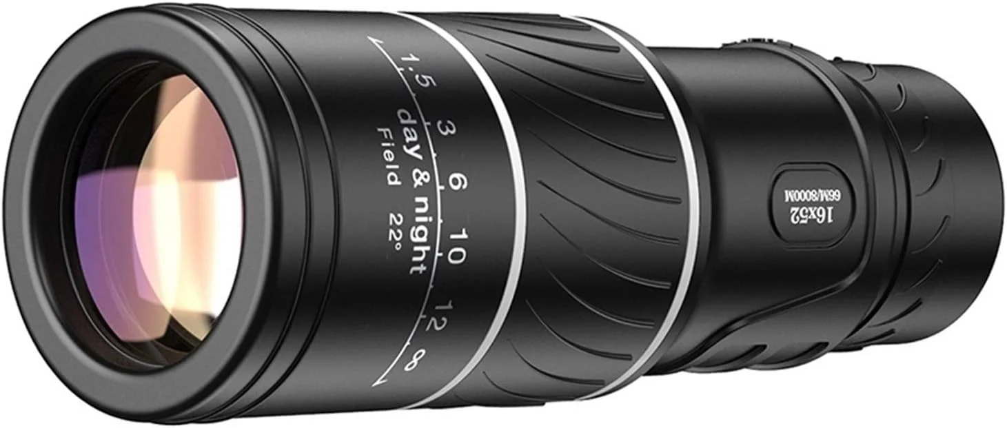 تلسکوپ تک چشمی قدرتمند قابل حمل 16X52 با فوکوس دوگانه برای کمپینگ، کنسرت ها، تلسکوپ فضای باز برای تماشای پرندگان، مسافرت در فضای باز، مشکی