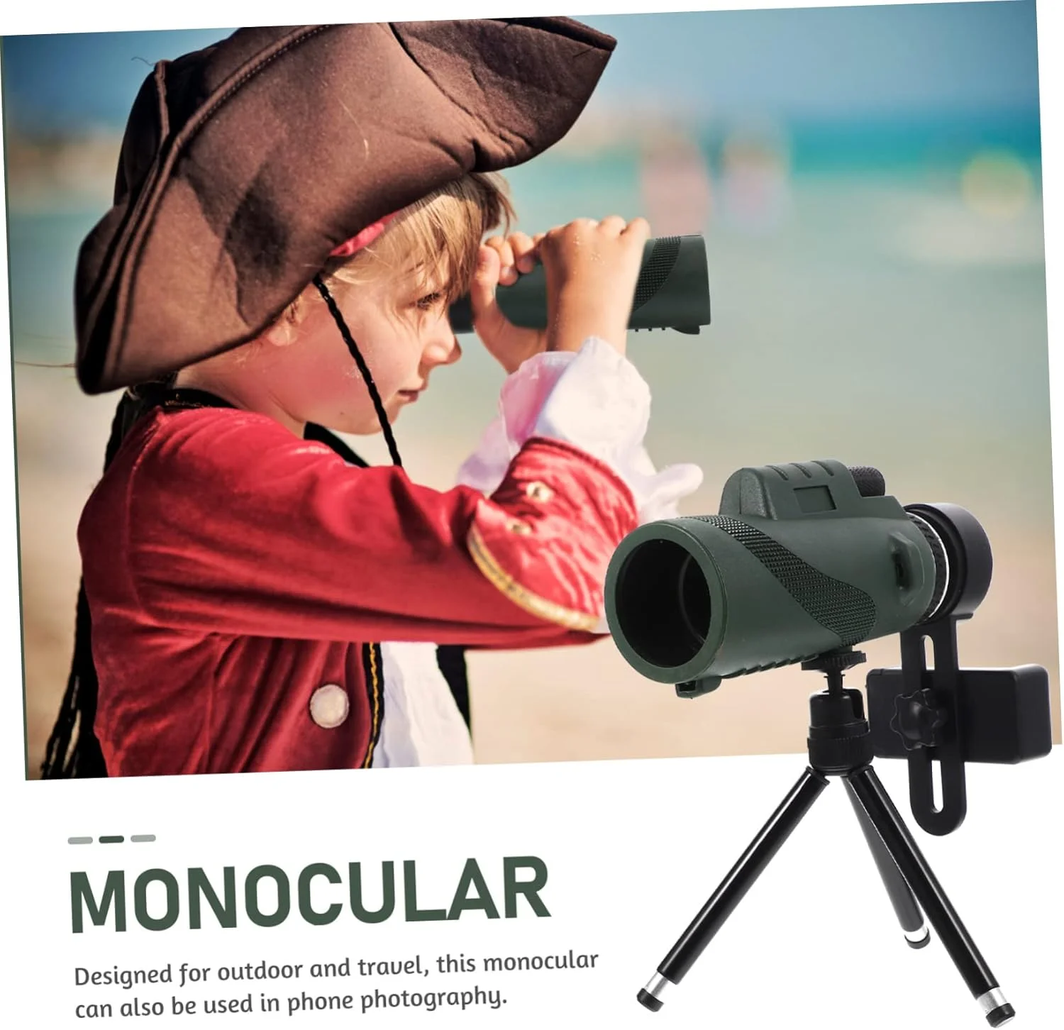 تلسکوپ تک چشمی DOITOOL با نگهدارنده تلفن هوشمند، سه پایه، جمع و جور و قابل حمل برای تماشای پرندگان، پیاده روی، کمپینگ و ماجراجویی در فضای باز