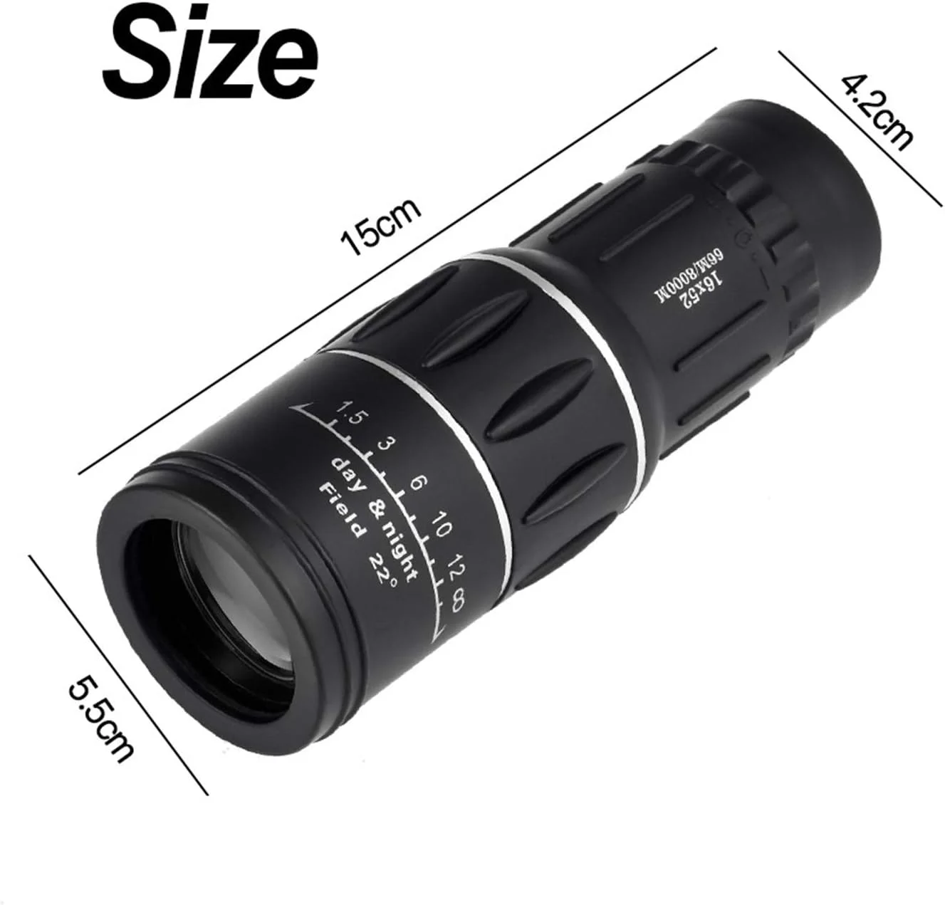 تلسکوپ تک چشمی قابل حمل 16X52 با وضوح بالا، تلسکوپ دو کانونی دستی مناسب برای سفر، کمپینگ، تماشای پرندگان و مسافرت های خارج از منزل، مشکی