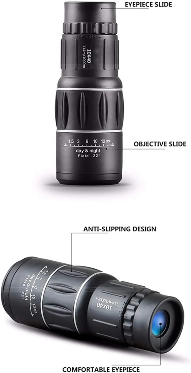 تلسکوپ تک چشمی قابل حمل 10x40، غیر دوچشمی، اندازه جیبی، مناسب تماشا، پرنده نگری، مسافرت در فضای باز و گشت و گذار