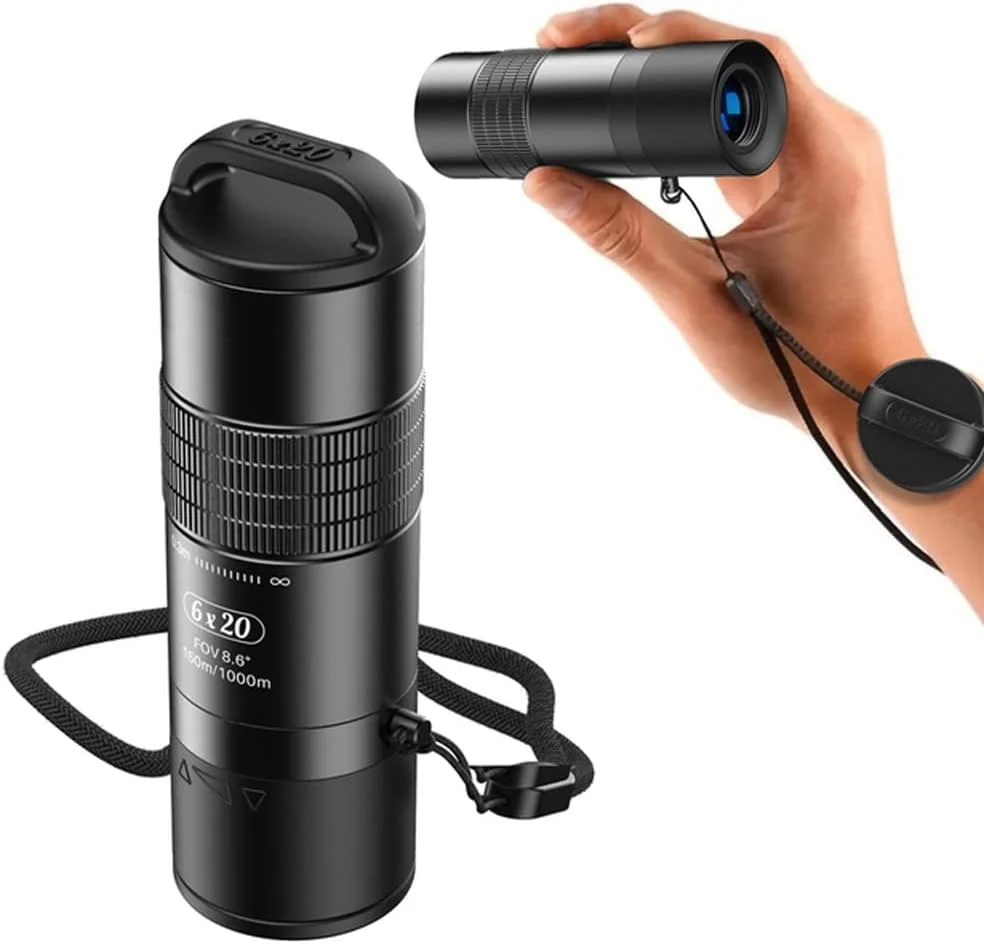 تلسکوپ تک چشمی 6X20 با منشور BAK4، تلسکوپ جیبی قدرتمند و جمع و جور برای کمپینگ و مسافرت