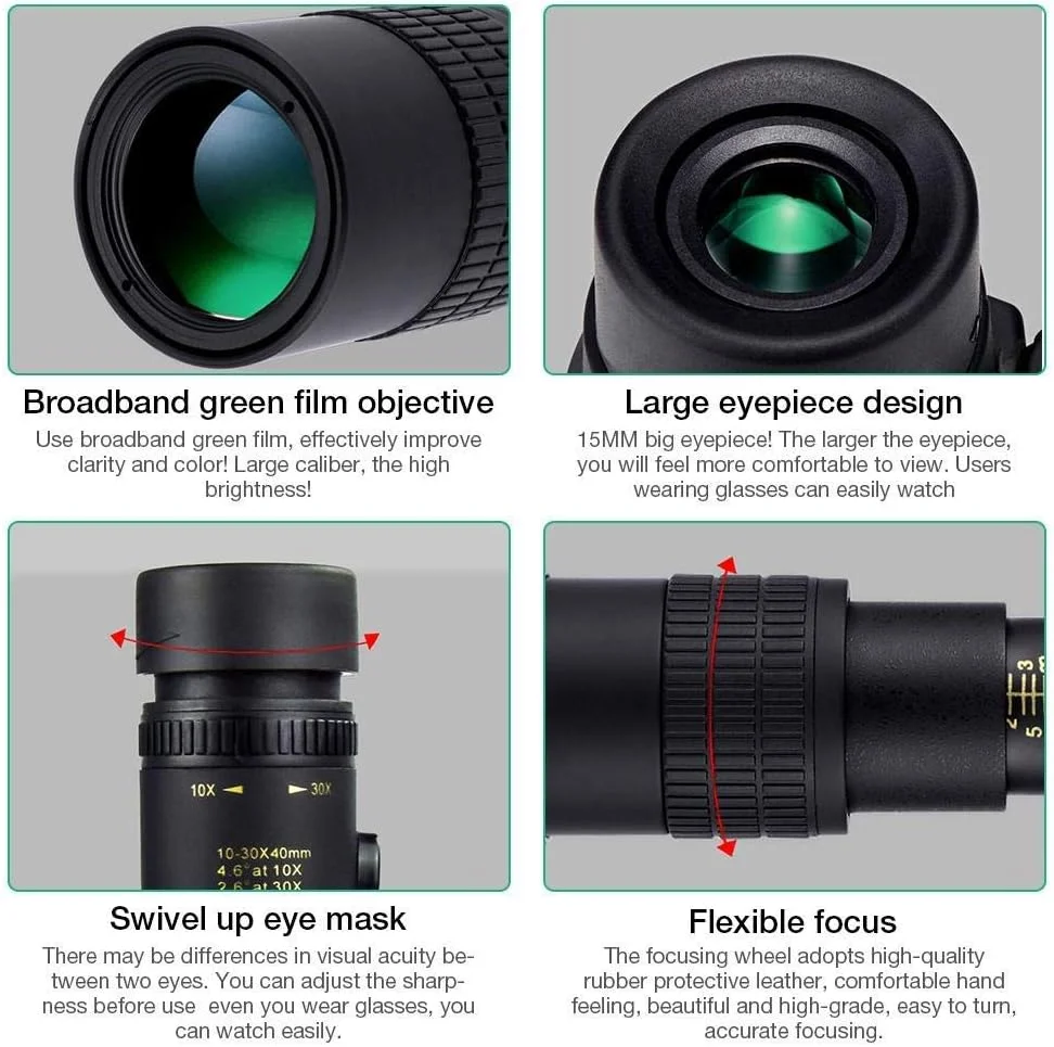 تلسکوپ تک چشمی قابل حمل 4K 10-300X40 میلیمتری با زوم تله فوتو برای تلفنهای هوشمند، ضد آب و ضد مه برای تماشای پرندگان، کمپینگ، مسافرت و پیادهروی تلسکوپ تک چشمی قابل حمل 4K 10-300X40 میلیمتری با زوم تله فوتو برای تلفنهای هوشمند، ضد آب و ضد مه برای تماشای پرندگان، کمپینگ، مسافرت و پیادهروی