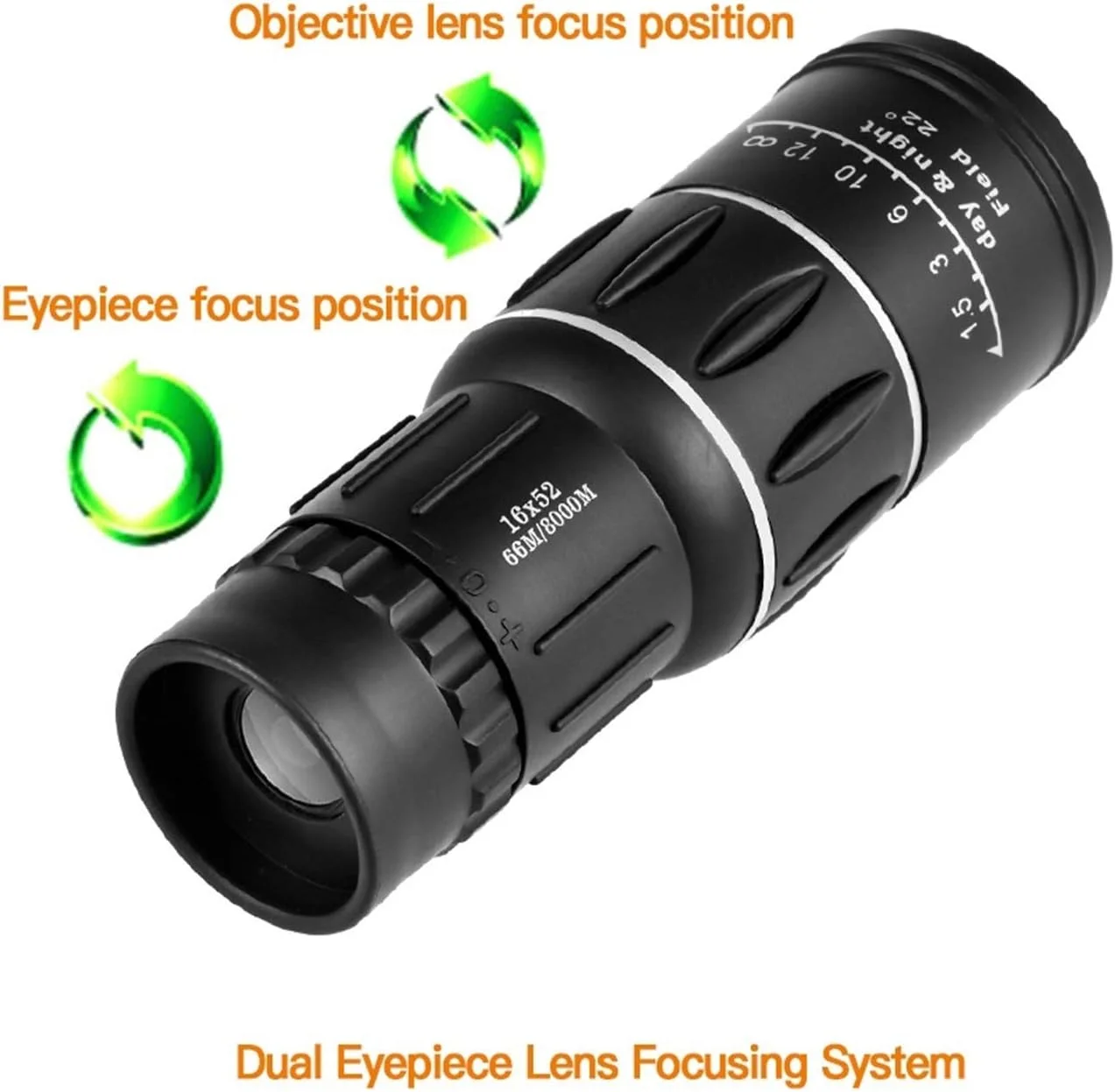تلسکوپ تک چشمی قابل حمل 16X52 با وضوح بالا، تلسکوپ دو کانونی دستی مناسب برای سفر، کمپینگ، تماشای پرندگان و مسافرت های خارج از منزل، مشکی