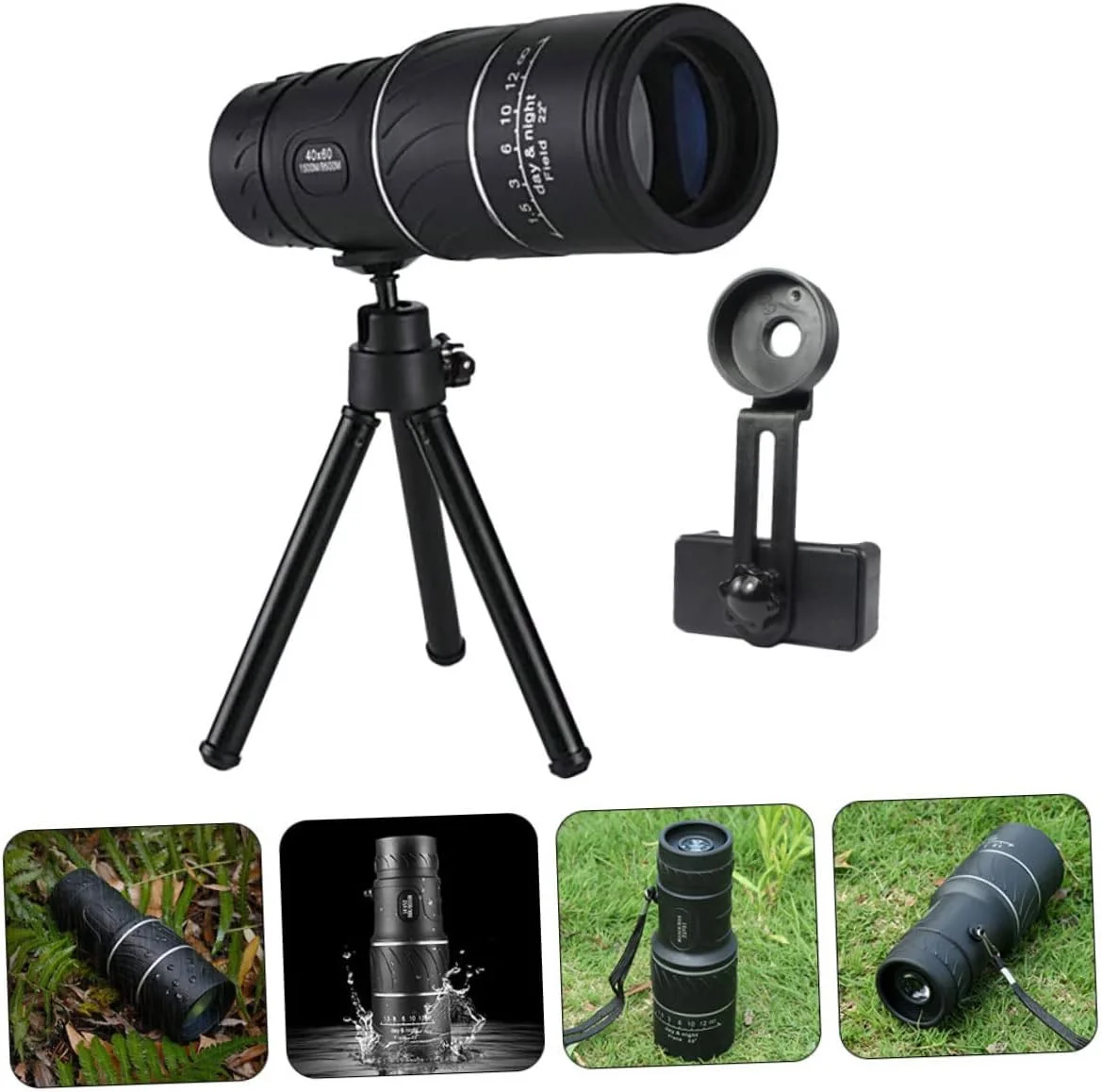 تلسکوپ تک چشمی DOITOOL برای تماشای پرندگان، سبک و قابل حمل، ابزار دید در فضای باز برای پیاده روی و شکار، شامل تلفن هوشمند و سه پایه
