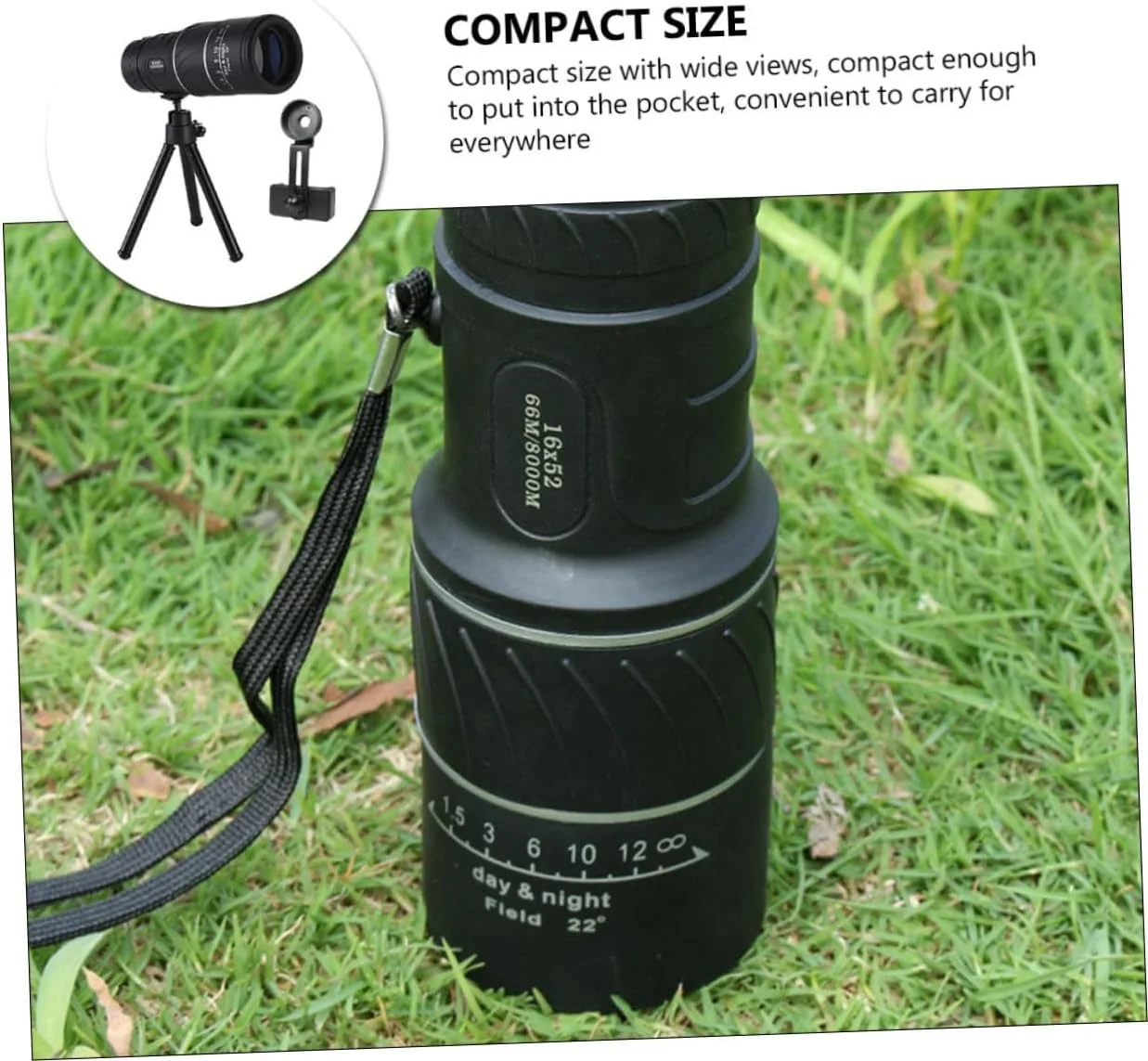 تلسکوپ تک چشمی DOITOOL برای تماشای پرندگان، سبک و قابل حمل، ابزار دید در فضای باز برای پیاده روی و شکار، شامل تلفن هوشمند و سه پایه