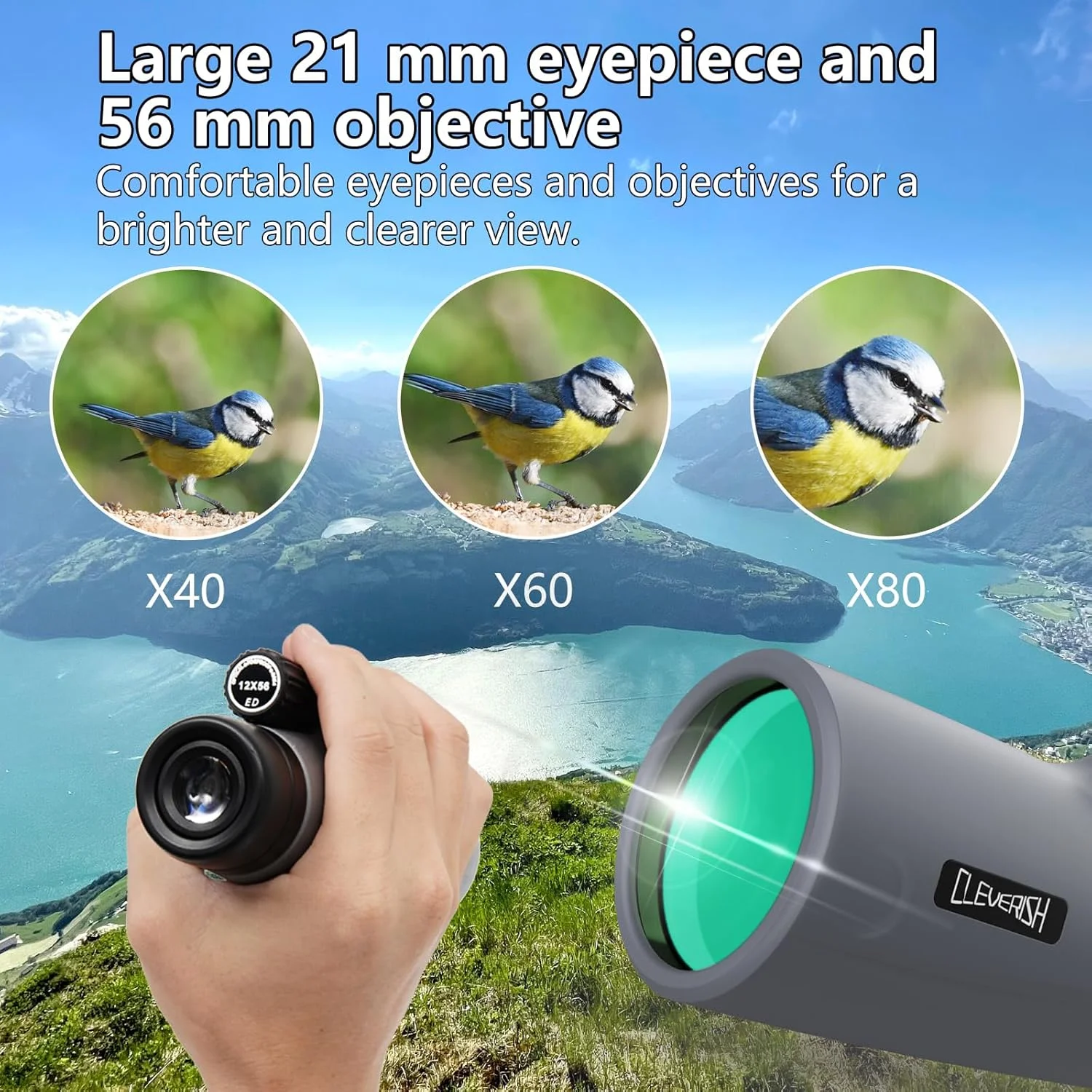 تک چشمی قدرتمند 40*60 برای بزرگسالان، کیف مسافرتی سه پایه با آداپتور تلفن هوشمند، منشور BAK-4، لنز FMC فوق العاده شفاف برای تماشای پرندگان، شکار، مسافرت، پیاده روی. طراحی شده در ایالات متحده