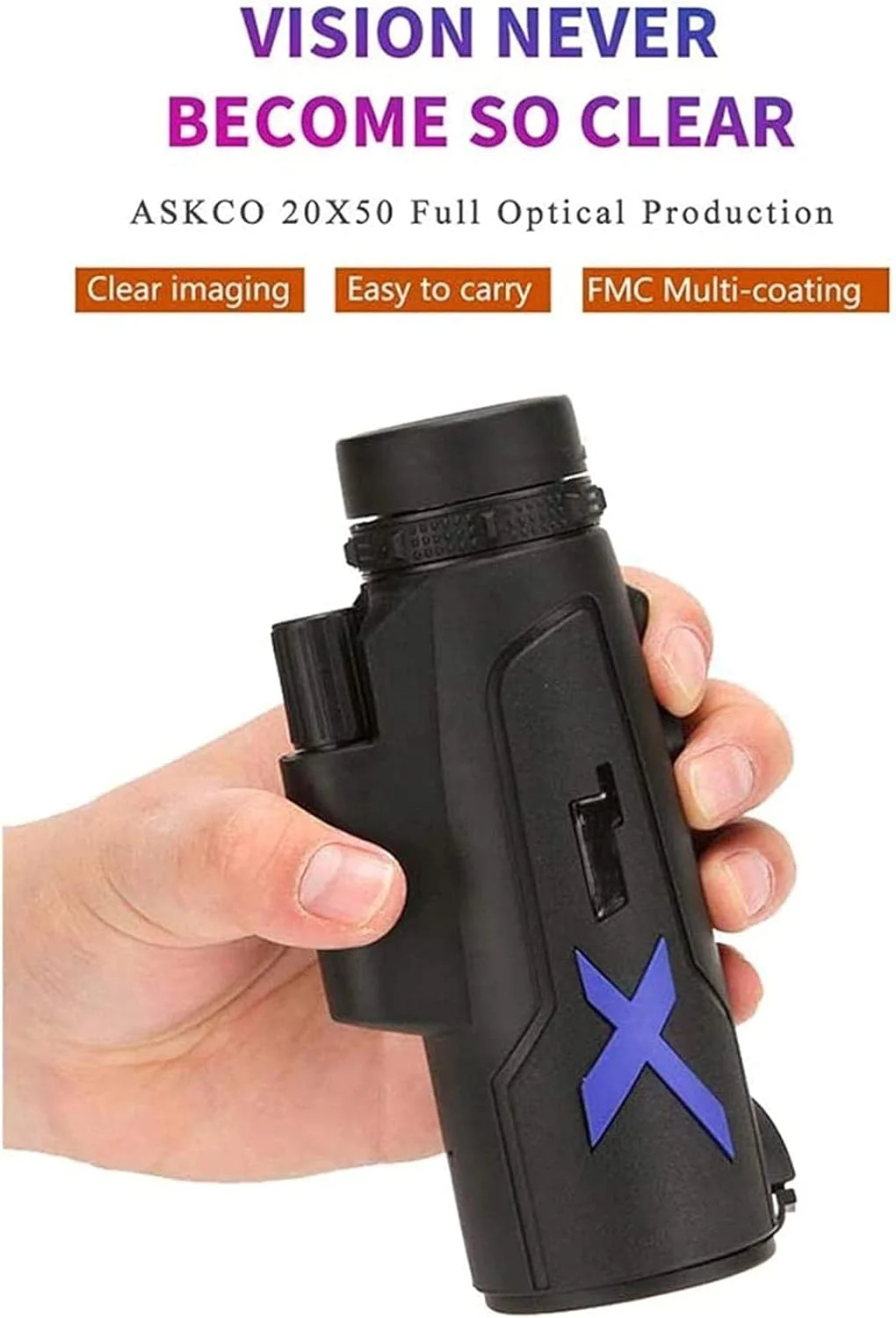 تلسکوپ تک چشمی قابل حمل و قدرتمند با منشور BAK4 و لنز FMC به همراه سه پایه 12x50