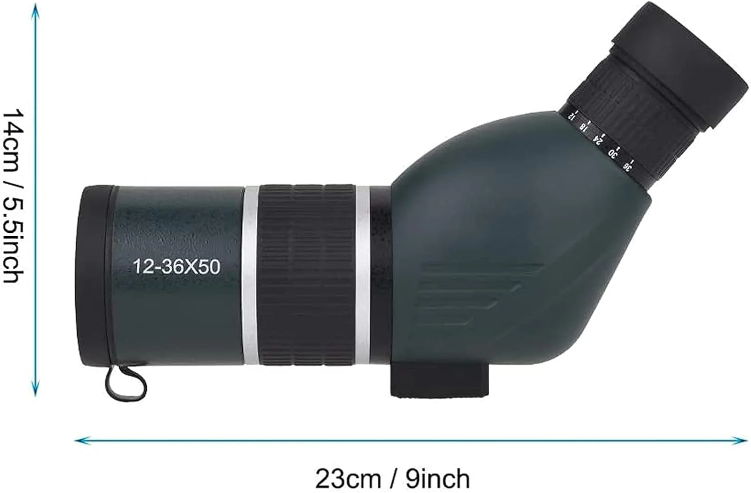 تلسکوپ تک چشمی 50 میلی‌متری زاویه‌دار با بزرگنمایی 12-36X مناسب فعالیت‌های فضای باز، تماشای پرندگان، کودکان و بزرگسالان