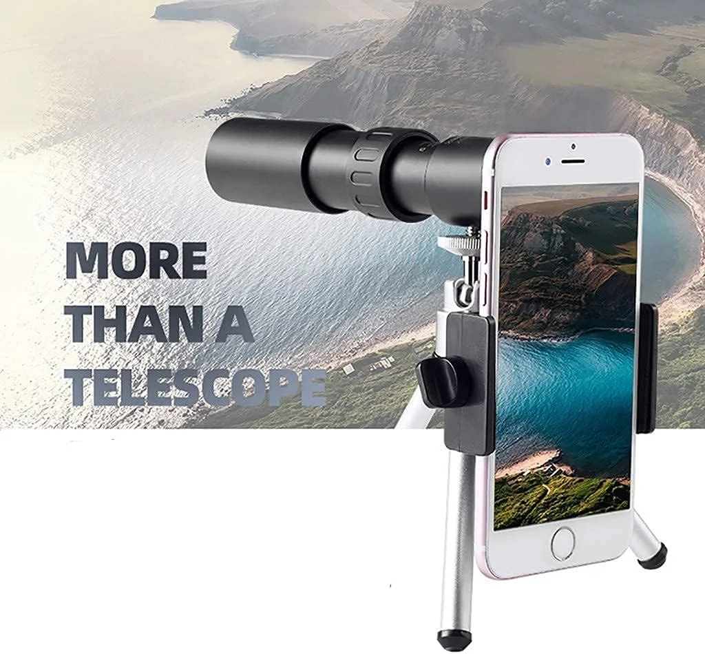 تلسکوپ تک چشمی قابل حمل برای گوشی هوشمند 4k 10-300x40mm زوم سوپر تله فوتو قدرتمند فوق العاده شفاف برای بزرگسالان/کودکان، مسافرت ساحلی، کمپینگ