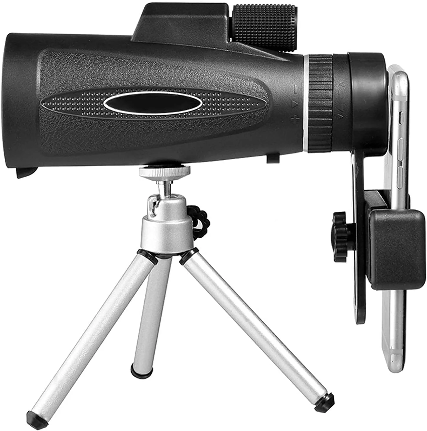 تلسکوپ منوچشمی با لنز اپتیکال HD زوم 12X50 به همراه سه پایه و گیره تلفن همراه مناسب برای پیاده‌روی، کاوش، تماشا، قایقرانی و تماشای پرندگان (A)