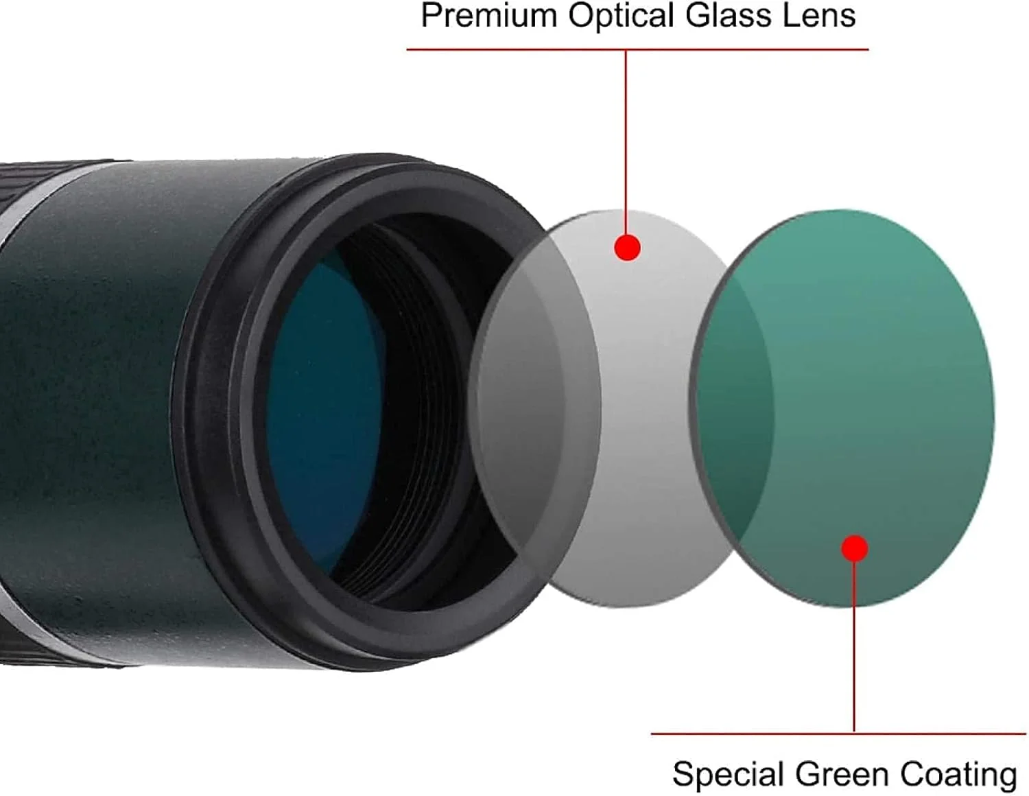 تلسکوپ تک چشمی 50 میلی‌متری زاویه‌دار با بزرگنمایی 12-36X مناسب فعالیت‌های فضای باز، تماشای پرندگان، کودکان و بزرگسالان