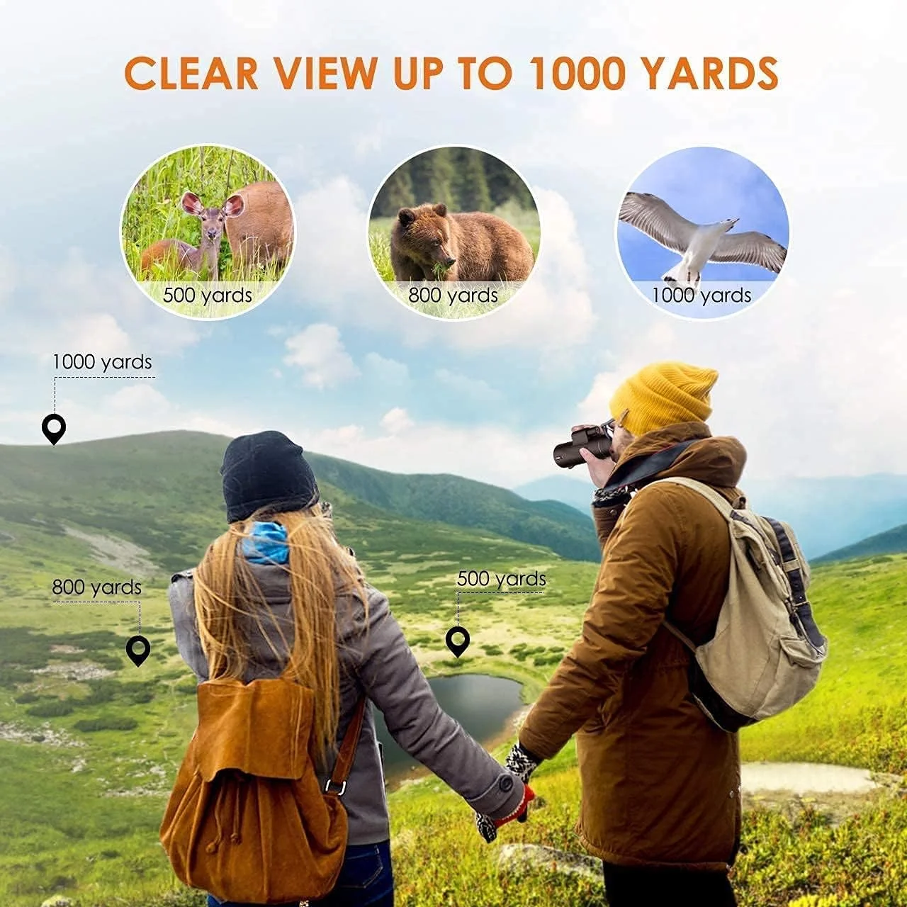 تلسکوپ منوچشمی با لنز اپتیکال HD زوم 12X50 به همراه سه پایه و گیره تلفن همراه مناسب برای پیاده‌روی، کاوش، تماشا، قایقرانی و تماشای پرندگان (A)