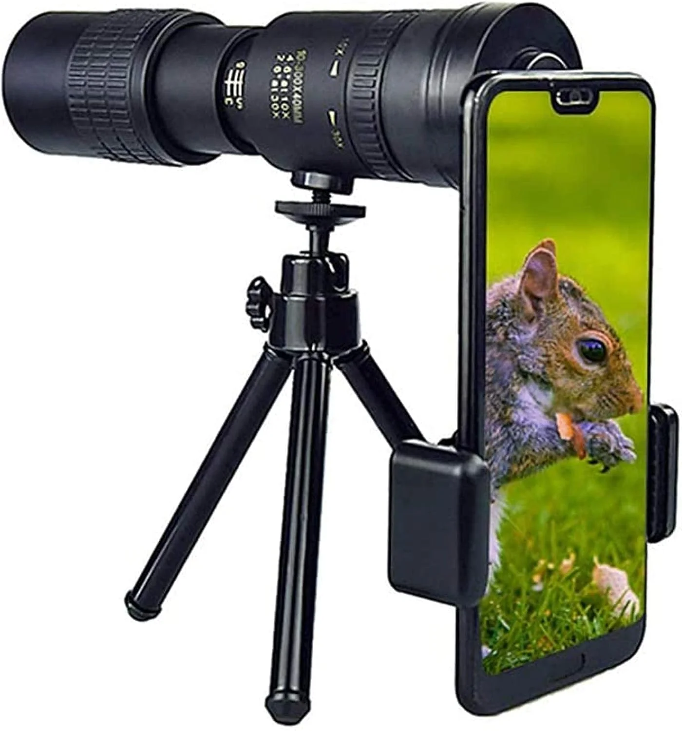 تلسکوپ سوپر تله فوتو زوم 10-300X40 میلیمتری 4K، تک چشمی ضد آب دید در شب با نگهدارنده تلفن هوشمند و سه پایه برای تماشای پرندگان تلسکوپ سوپر تله فوتو زوم 10-300X40 میلیمتری 4K، تک چشمی ضد آب دید در شب با نگهدارنده تلفن هوشمند و سه پایه برای تماشای پرندگان