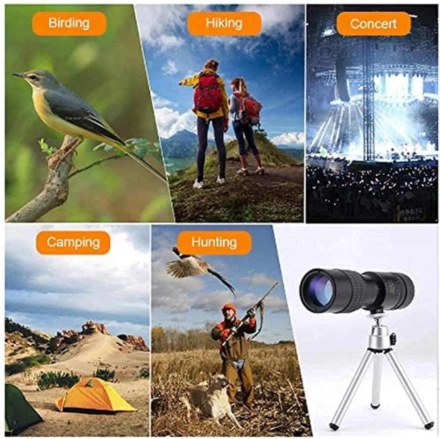 تلسکوپ سوپر تله فوتو زوم 10-300X40 میلیمتری 4K، تک چشمی ضد آب دید در شب با نگهدارنده تلفن هوشمند و سه پایه برای تماشای پرندگان تلسکوپ سوپر تله فوتو زوم 10-300X40 میلیمتری 4K، تک چشمی ضد آب دید در شب با نگهدارنده تلفن هوشمند و سه پایه برای تماشای پرندگان