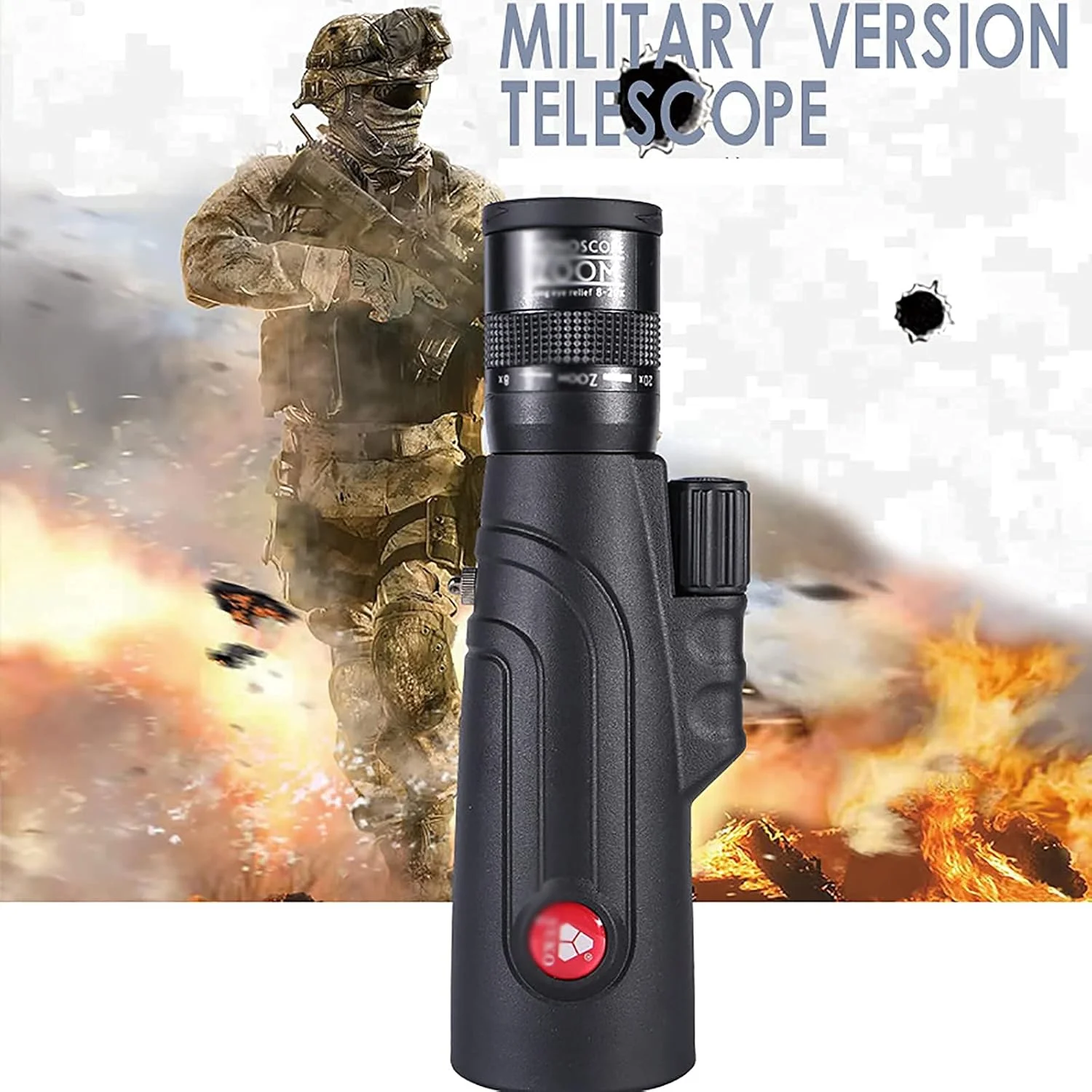 تک چشمی زوم HD 8-20x50 دید در شب نور کم دوربین تلفن همراه در فضای باز (مشکی 8)