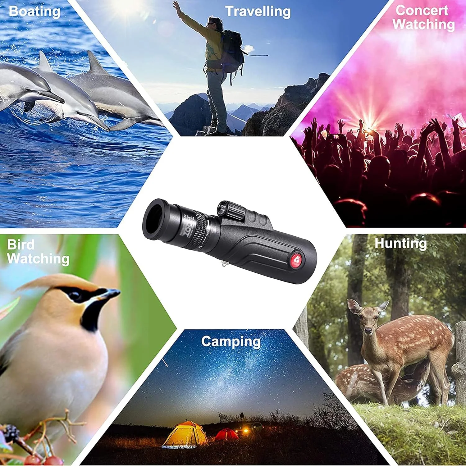 تک چشمی زوم HD 8-20x50 دید در شب نور کم دوربین تلفن همراه در فضای باز (مشکی 8)