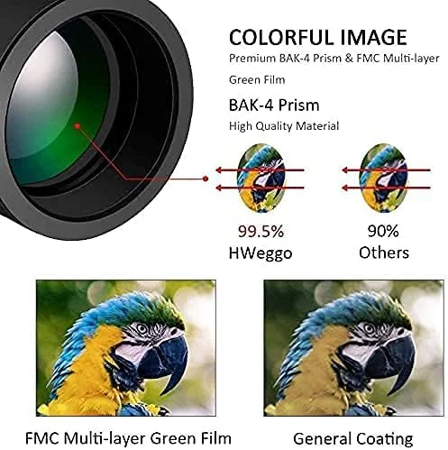 تک چشمی 40x60 مدل ارتقا یافته 2021، تلسکوپ تک چشمی با قدرت بالا و کیفیت HD به همراه هولدر موبایل و سه پایه، طراحی لنز منشوری BAK4