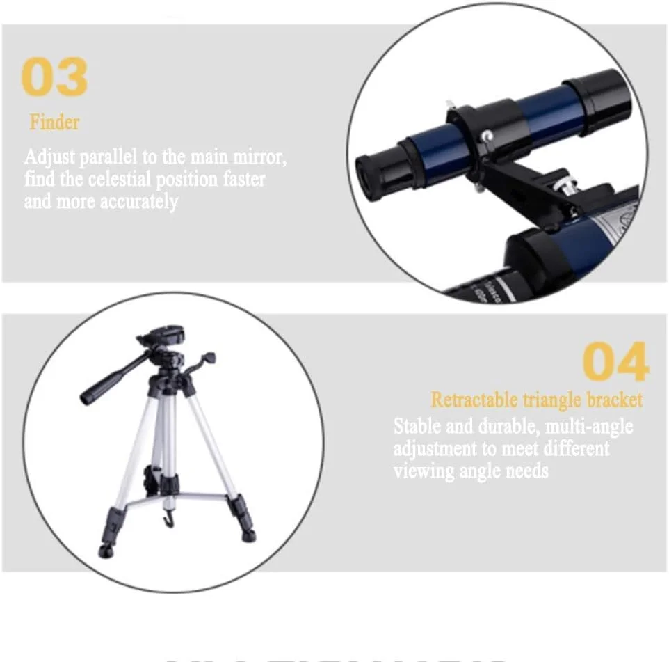 تلسکوپ تک چشمی 2060X80 با منشور Bak4 قدرتمند به همراه سه پایه، ایده آل برای حیات وحش و کنسرت های فضای باز (آبی/سفید)