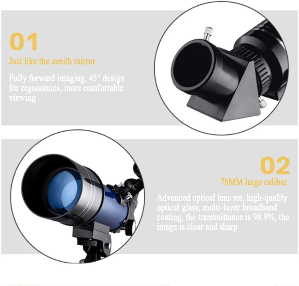 تلسکوپ تک چشمی 2060X80 با منشور Bak4 قدرتمند به همراه سه پایه، ایده آل برای حیات وحش و کنسرت های فضای باز (آبی/سفید)