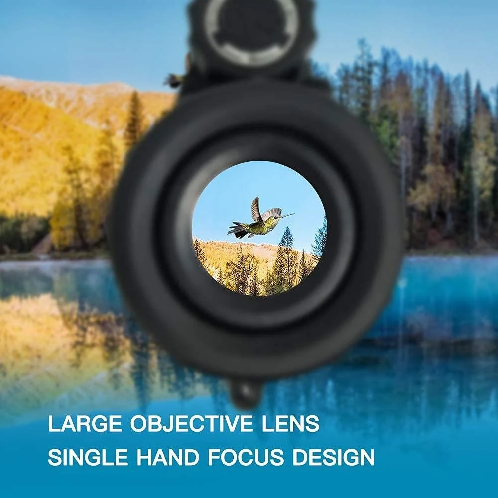 تلسکوپ تک چشمی 10x42 با قدرت بالا، جمع و جور، قابل حمل، ضد آب، ضد مه و ضد ضربه به همراه بند دستی برای بزرگسالان، کودکان، کمپینگ، پیاده روی و تماشای پرندگان