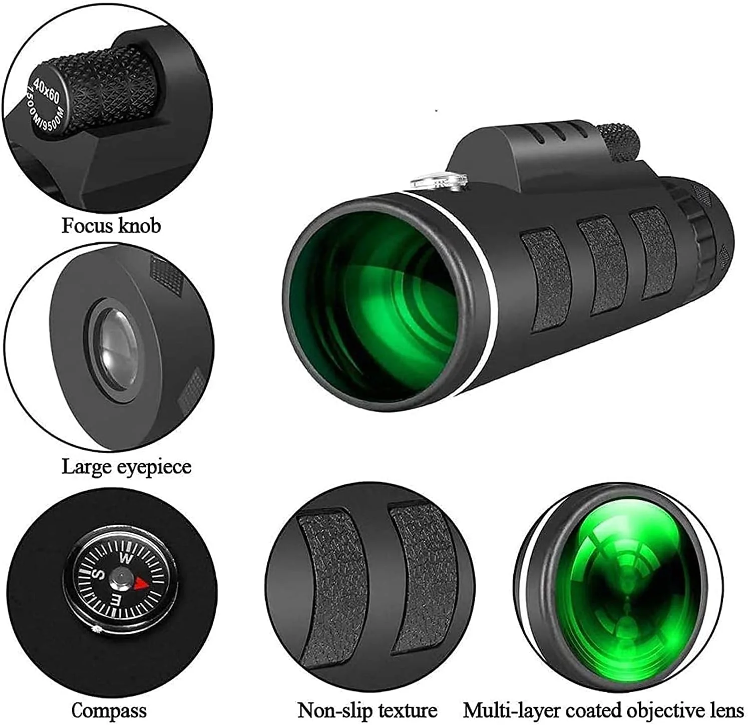 تلسکوپ تک چشمی 40X60 دید در شب با نور کم HD لنز تلفن همراه با قدرت بالا