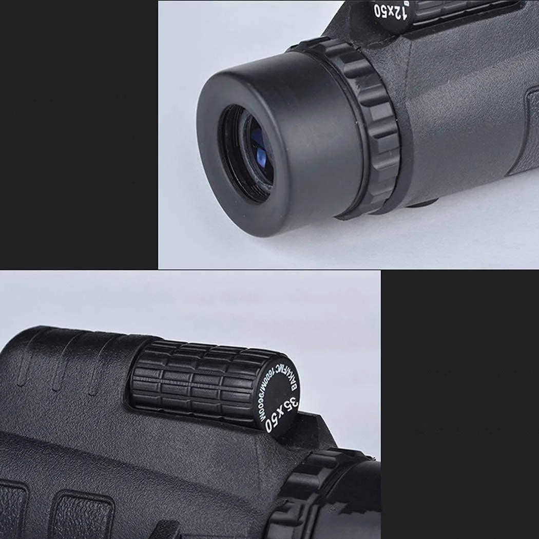 تلسکوپ تک چشمی ضد آب با منشور FMC BAK4 بادوام و شفاف، تلسکوپ تک چشمی 12X50 HD با قدرت بالا به همراه هولدر تلفن هوشمند و سه پایه