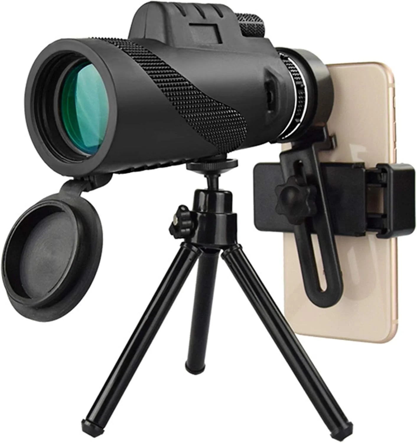 تلسکوپ تک چشمی زوم 40X60 با قدرت بالا، منشور BAK4 به همراه نگهدارنده گوشی هوشمند و گیره سه پایه، مناسب برای تماشای پرندگان، مسافرت، کنسرت و مسابقات ورزشی