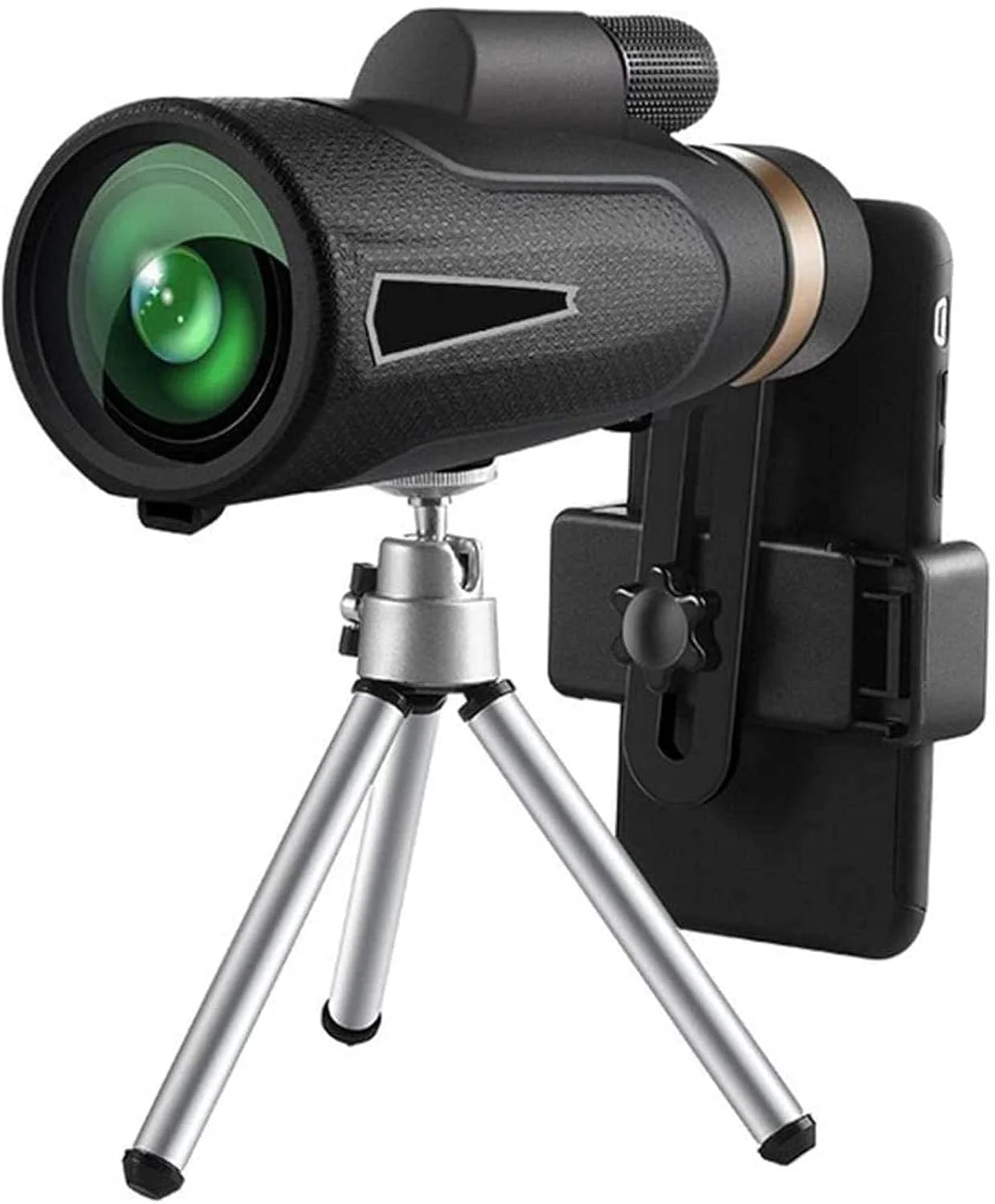 تلسکوپ مونوکولار کوچک قابل حمل 12x50mm تک چشمی HD لنز دوربین تلفن همراه تلسکوپ تک لوله ای با قدرت بالا