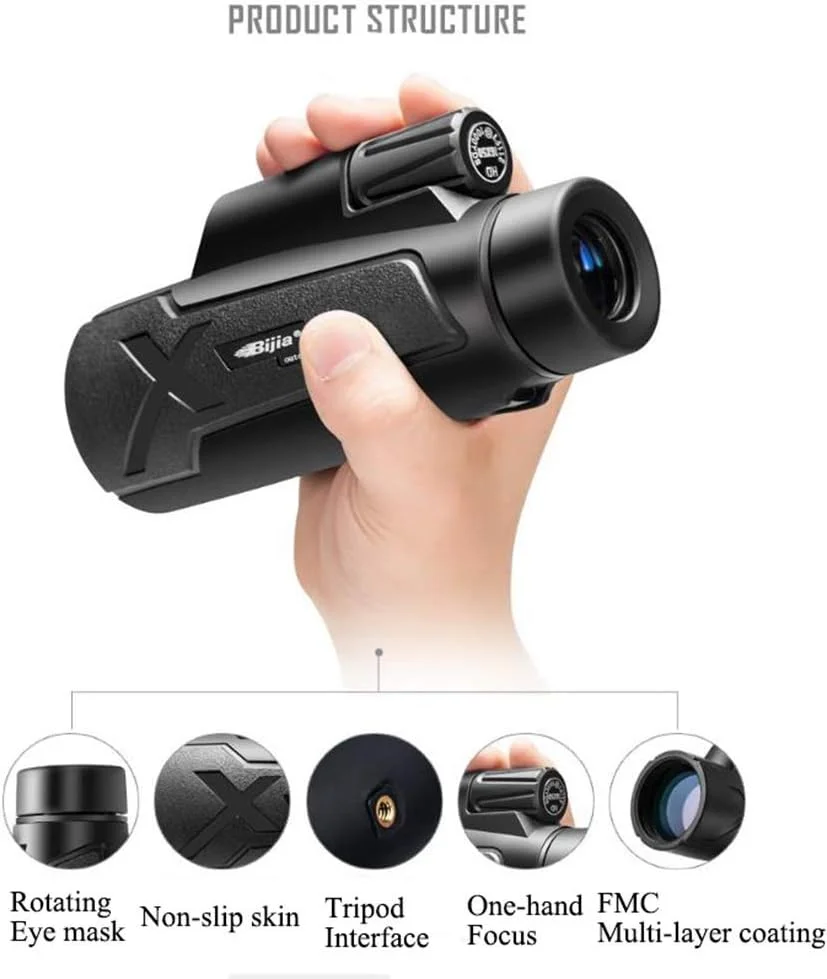 تلسکوپ تک چشمی اپتیکال HD قابل حمل فضای باز، زاویه دید عریض، میدان دید بزرگ، فوکوس چرخشی، دید در شب، پر شده با نیتروژن، ضد آب، مناسب تماشای پرندگان و کنسرت