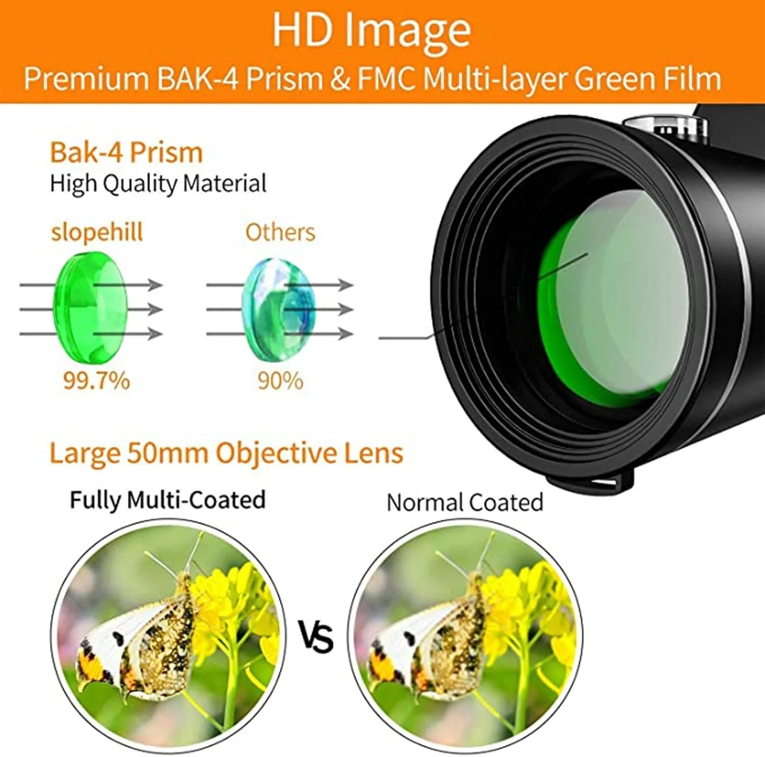 تلسکوپ تک چشمی زوم 40X60 با قدرت بالا، منشور BAK4 به همراه نگهدارنده گوشی هوشمند و گیره سه پایه، مناسب برای تماشای پرندگان، مسافرت، کنسرت و مسابقات ورزشی