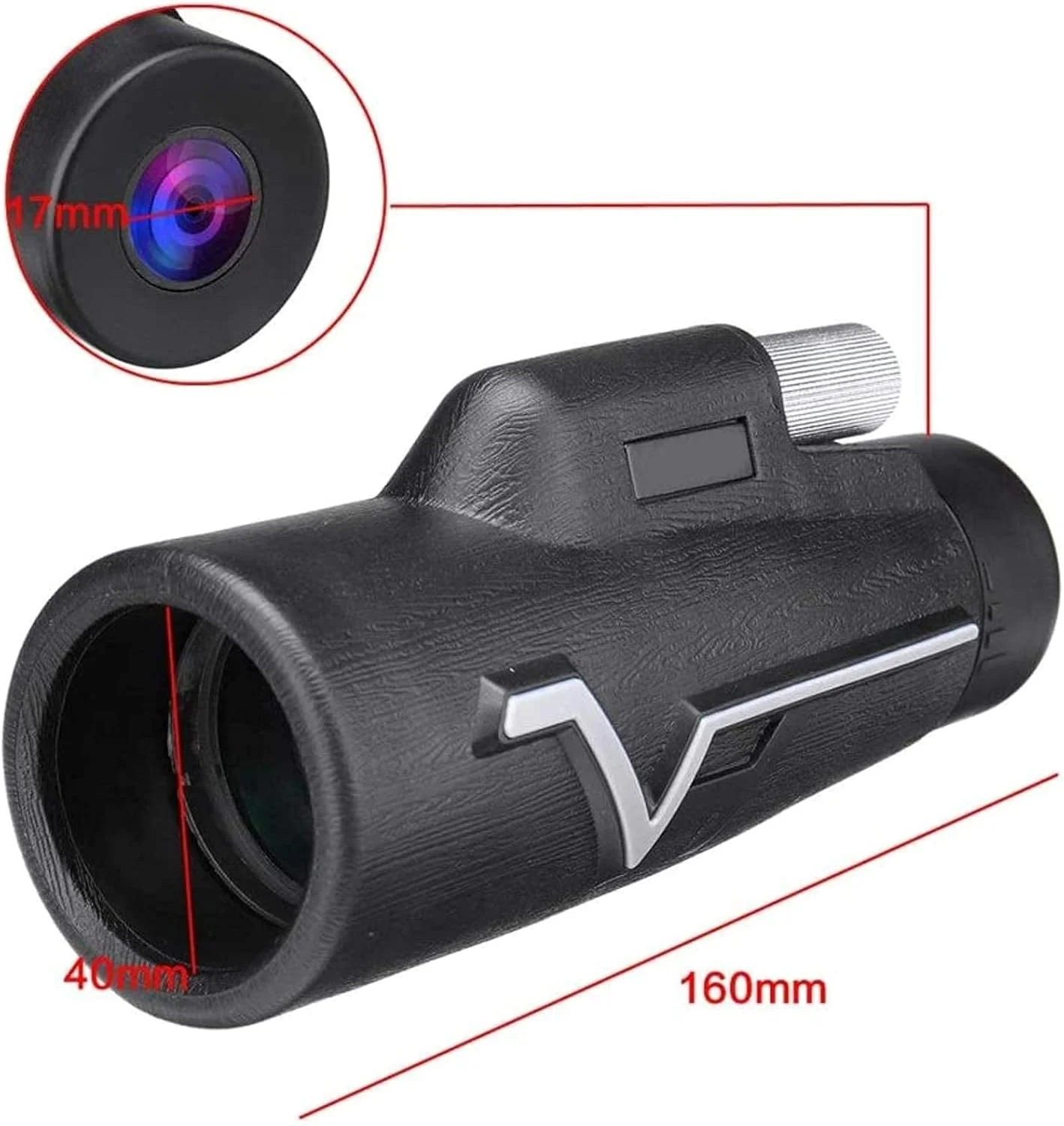 تلسکوپ تک چشمی HD 25x50 مناسب سفر و فضای باز با لنز اپتیک BAK4 به همراه گیره و سه پایه (مشکی 160x55 میلی‌متر)