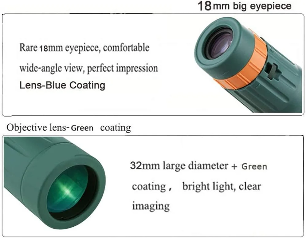 تلسکوپ مونوکولار 9x32 با قدرت بالا، مونوکولار قابل حمل و جمع و جور با منشور BAK4 و لنز FMC به همراه آداپتور تلفن هوشمند برای تماشای پرندگان، تئاتر و کنسرت
