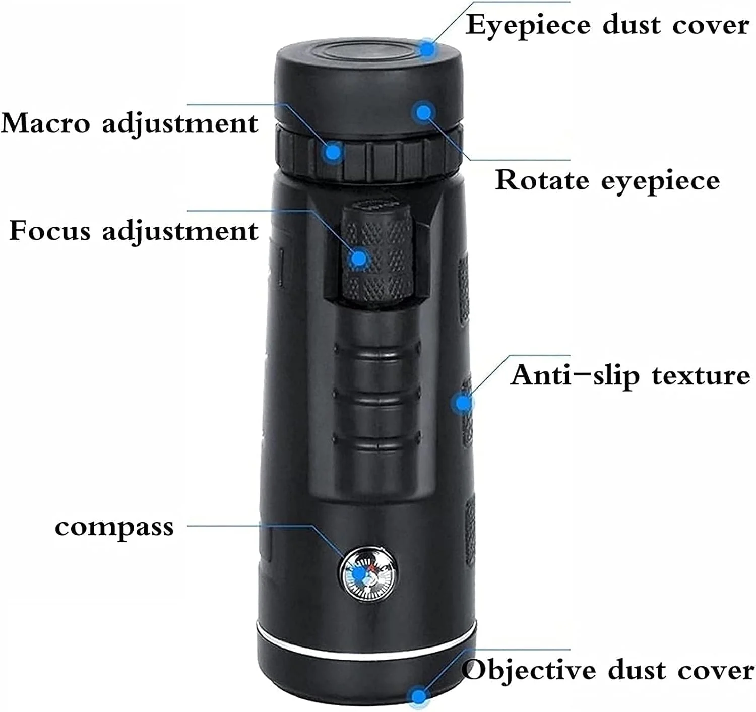 تلسکوپ تک چشمی یونیورسال 40 * 60 با وضوح بالا، بزرگنمایی زیاد، تلسکوپ تک چشمی قطب نما دار مناسب کمپینگ و تماشای مناظر به همراه سه پایه (پکیج 4)