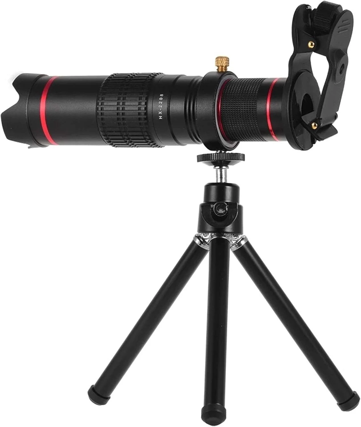 تلسکوپ تک چشمی قابل حمل با گیره و لنز دوربین تلفن همراه، لنز تله فوتو با زوم 22X، تلسکوپ زوم تلفن همراه، لنز تلفن هوشمند قابل تنظیم مناسب برای شکار حیات وحش